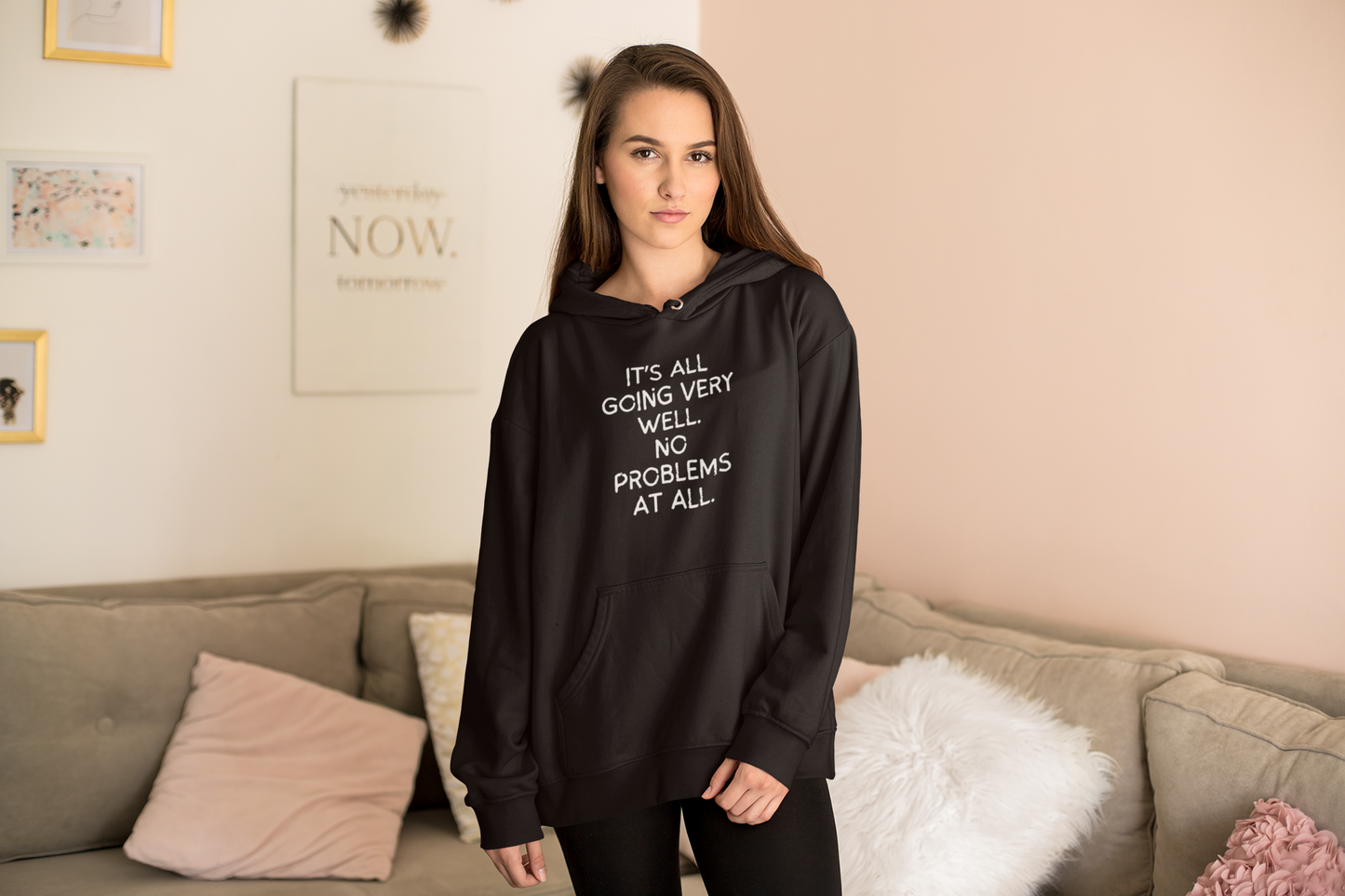 Women's It's All Going Very Well. No Problems At All Black Hoodie