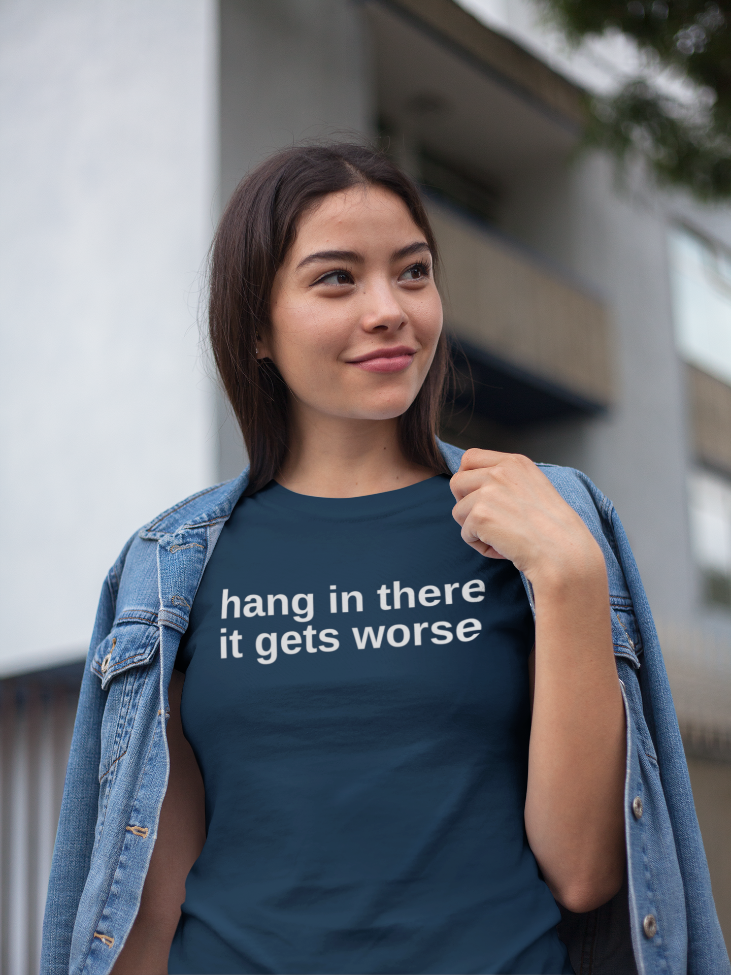 Women's Hang In There It Gets Worse Blue T-Shirt