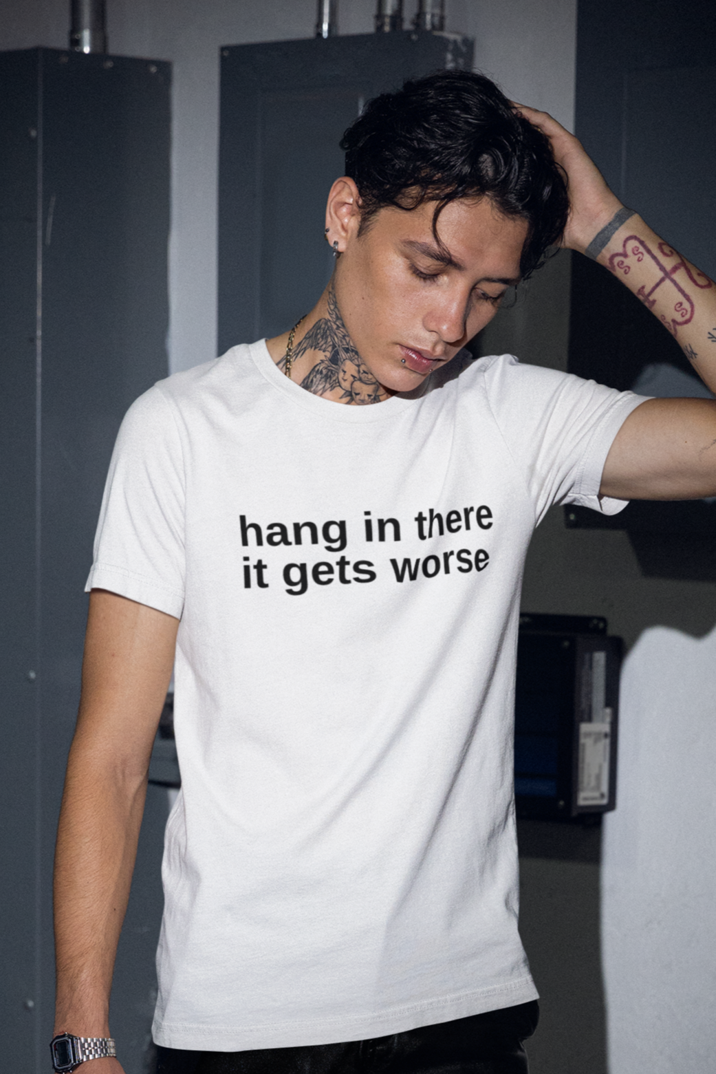 Men's Hang In There It Gets Worse White T-Shirt