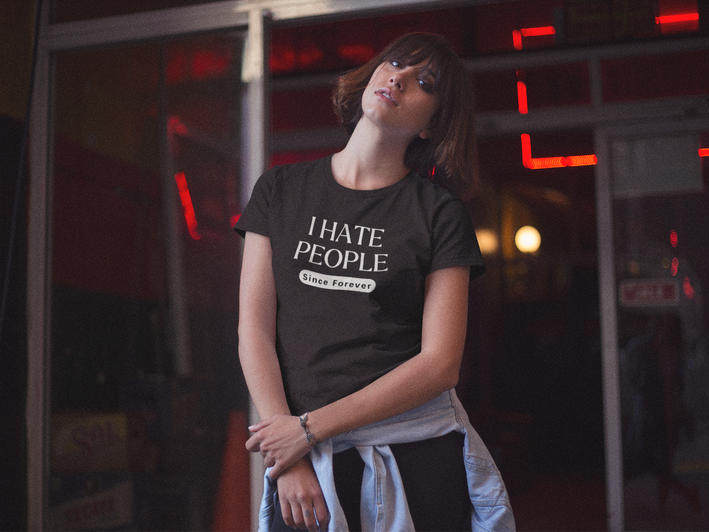 Women's I Hate People Since Forever Black T-Shirt