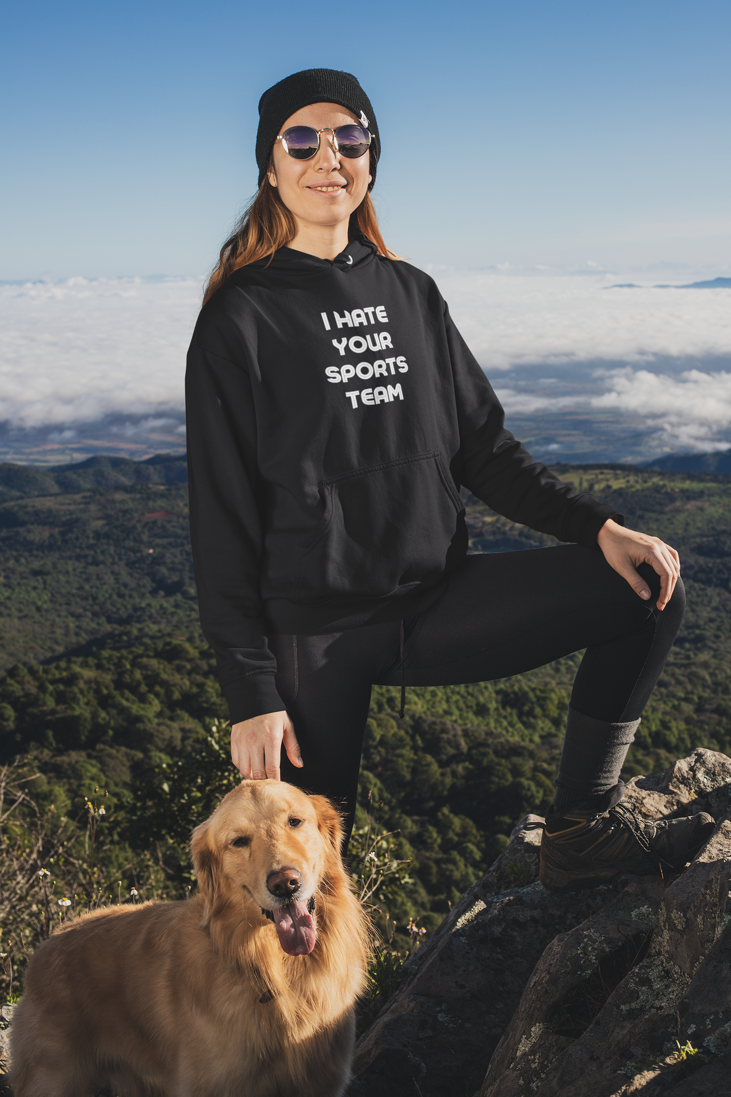 Women's I Hate Your Sports Team Black Hoodie