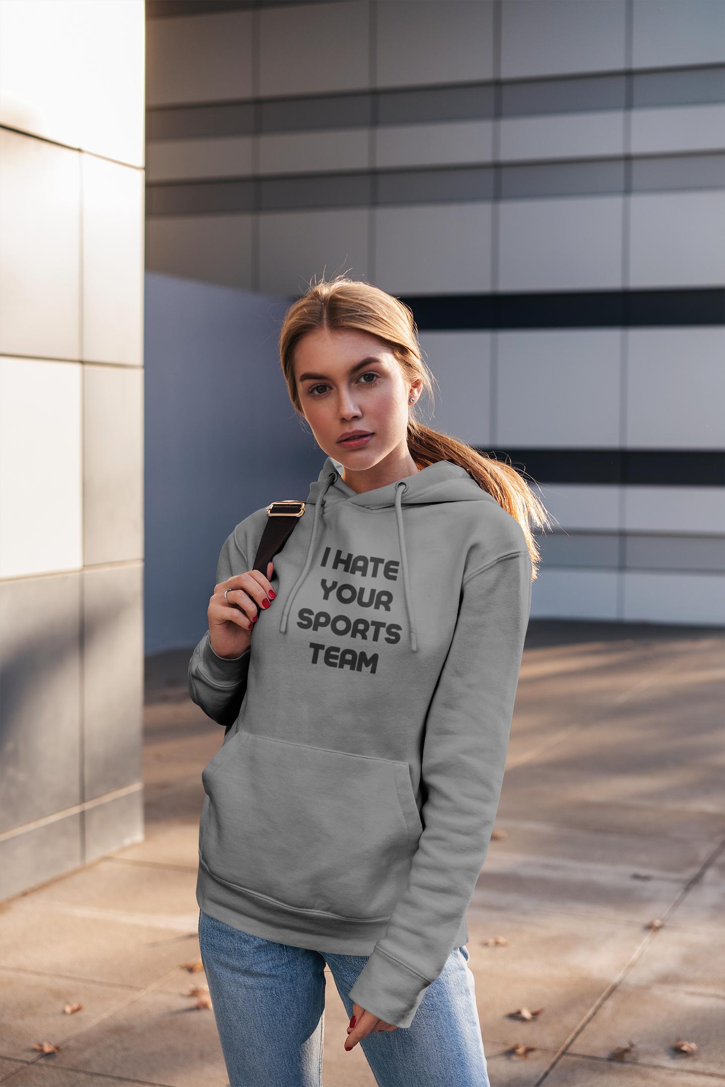Women's I Hate Your Sports Team Grey Hoodie