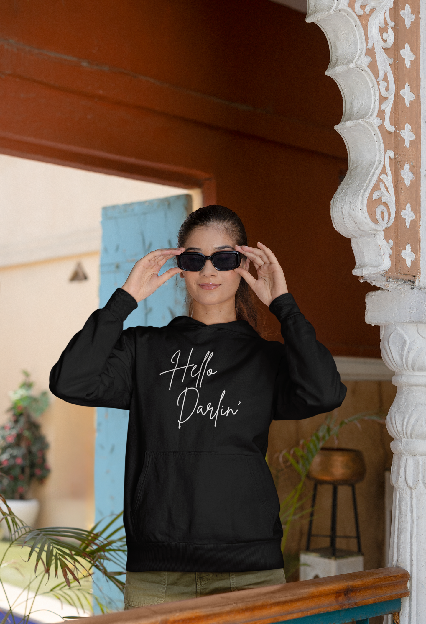 Women's Hello Darlin' Black Hoodie