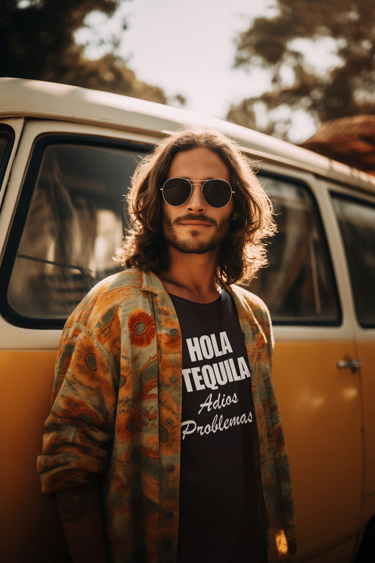 Men's Hola Tequila Adios Problemas Black T-Shirt