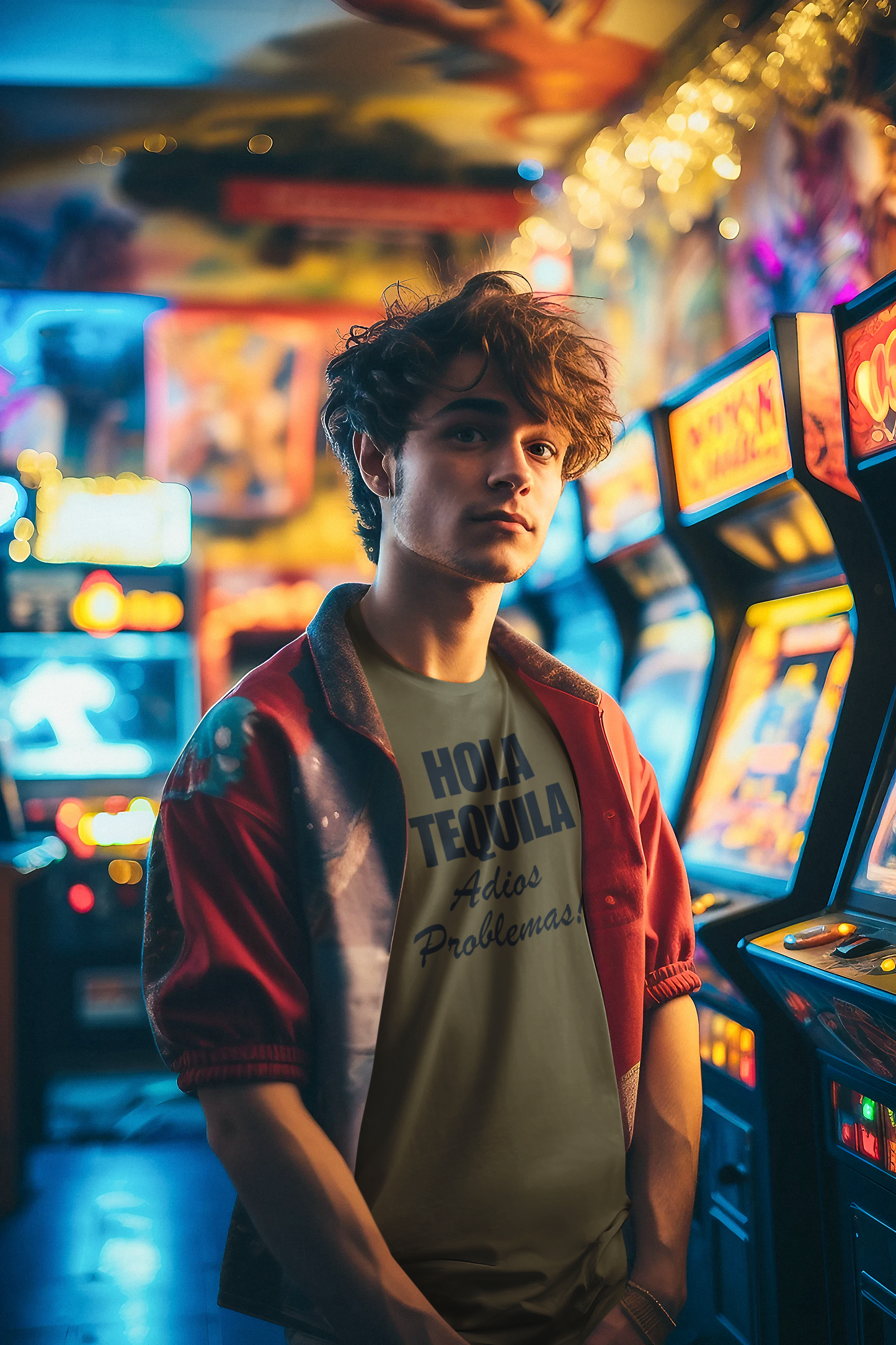 Men's Hola Tequila Adios Problemas Green T-Shirt