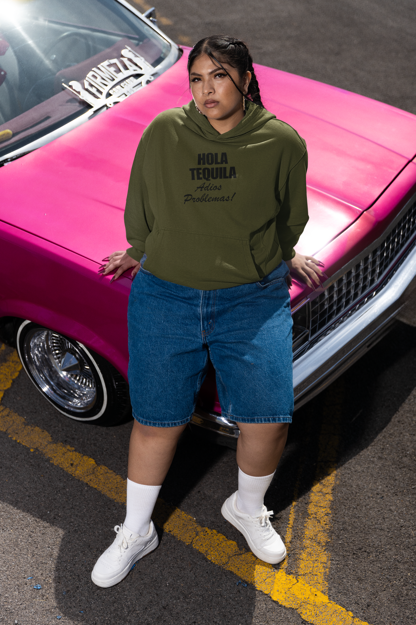 Women's Hola Tequila Adios Problemas Green Hoodie