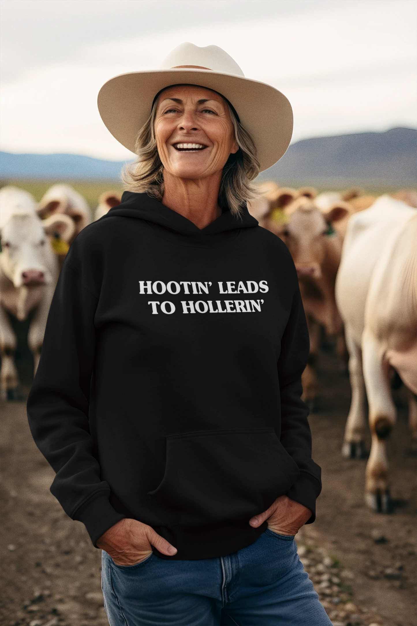 Women's Hootin' Leads To Hollerin' Black Hoodie