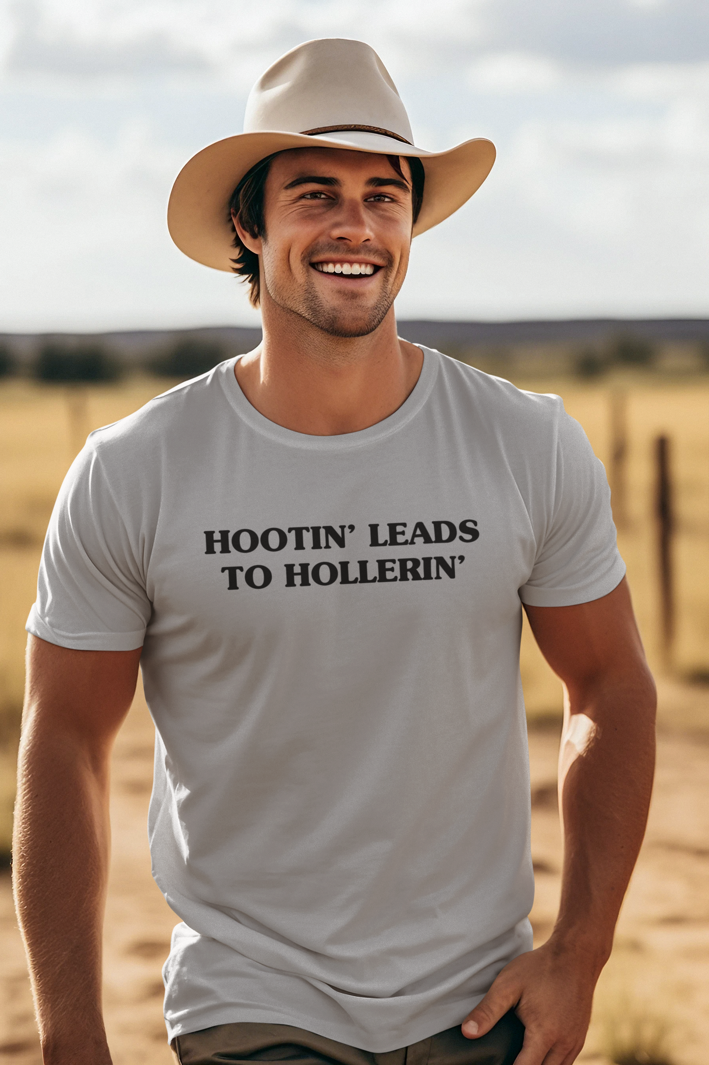 Men's Hootin' Leads To Hollerin' Grey T-Shirt
