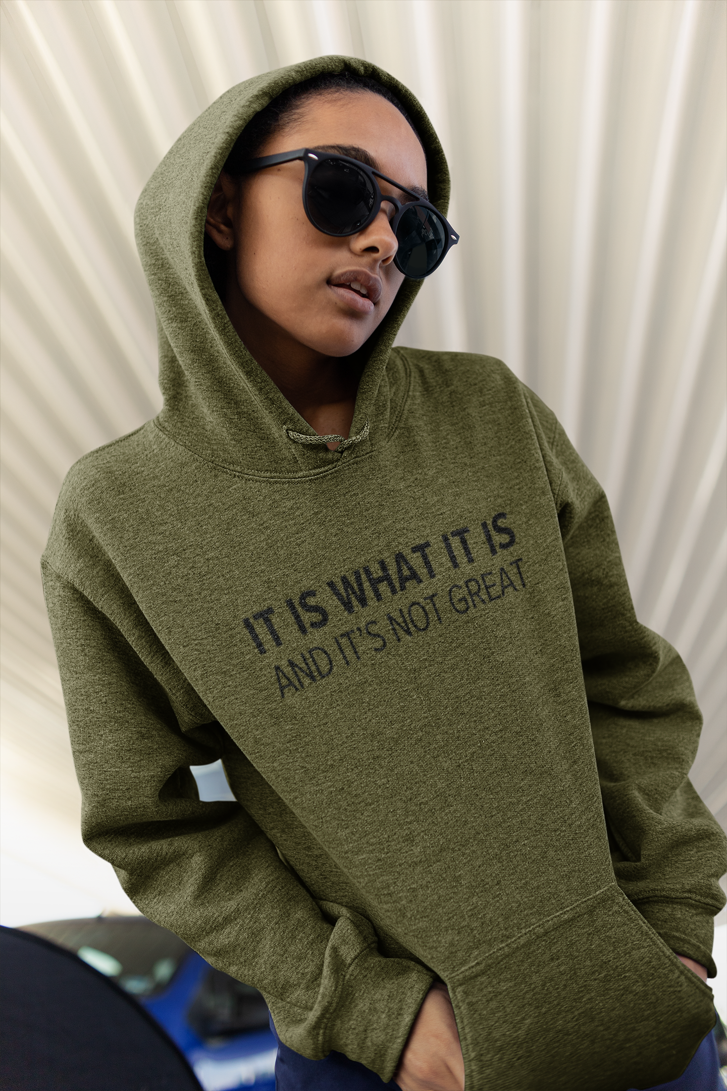 Women's It Is What It Is And It's Not Great Green Hoodie