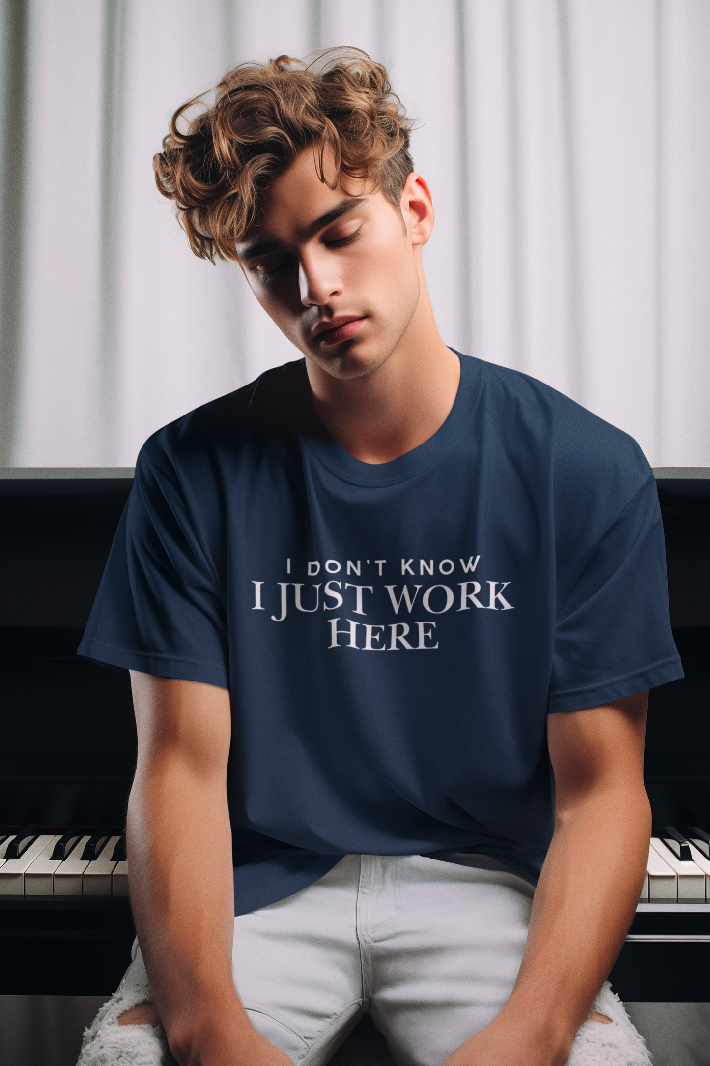 Men's I Don't Know I Just Work Here Blue T-Shirt