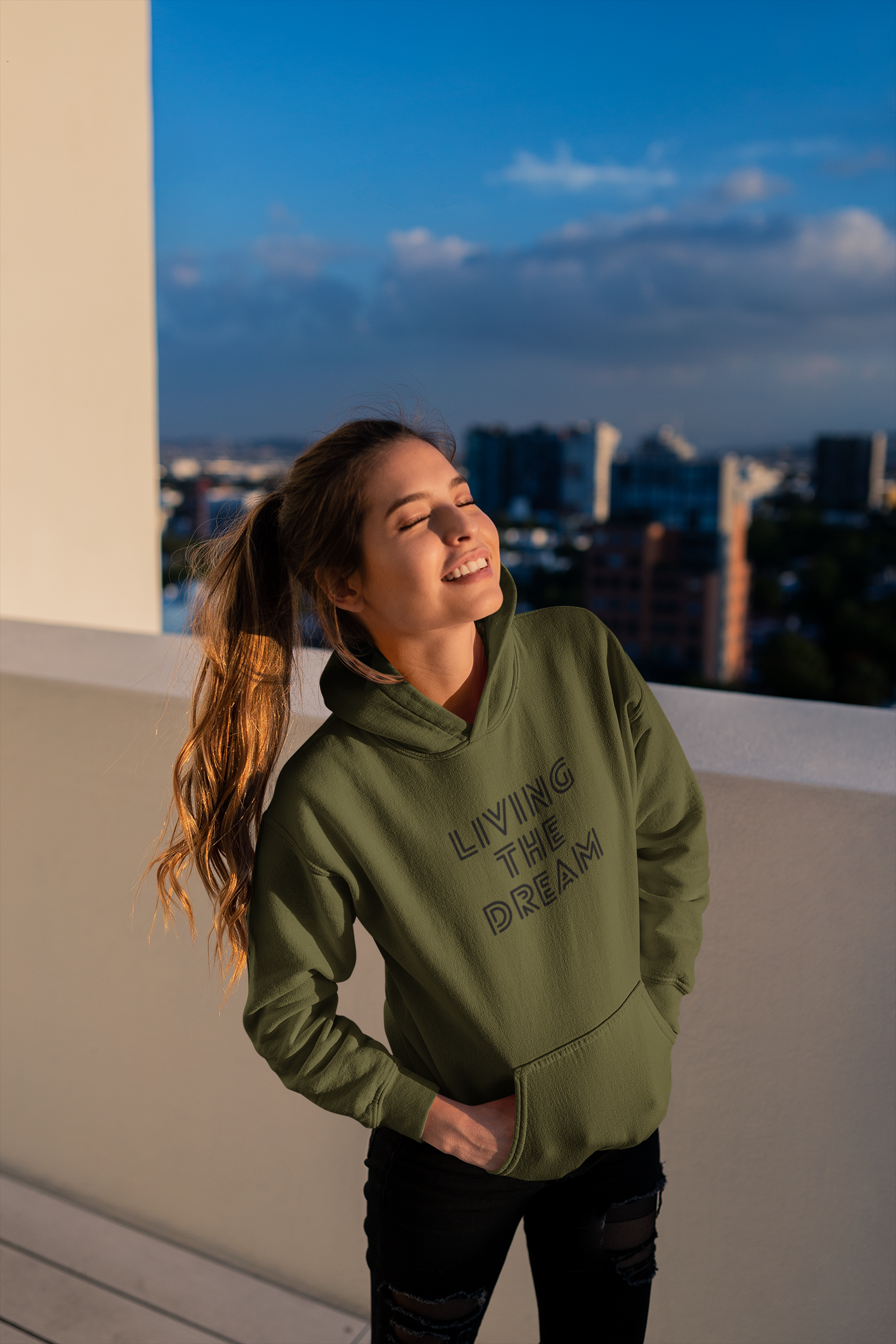Women's Living The Dream Green Hoodie