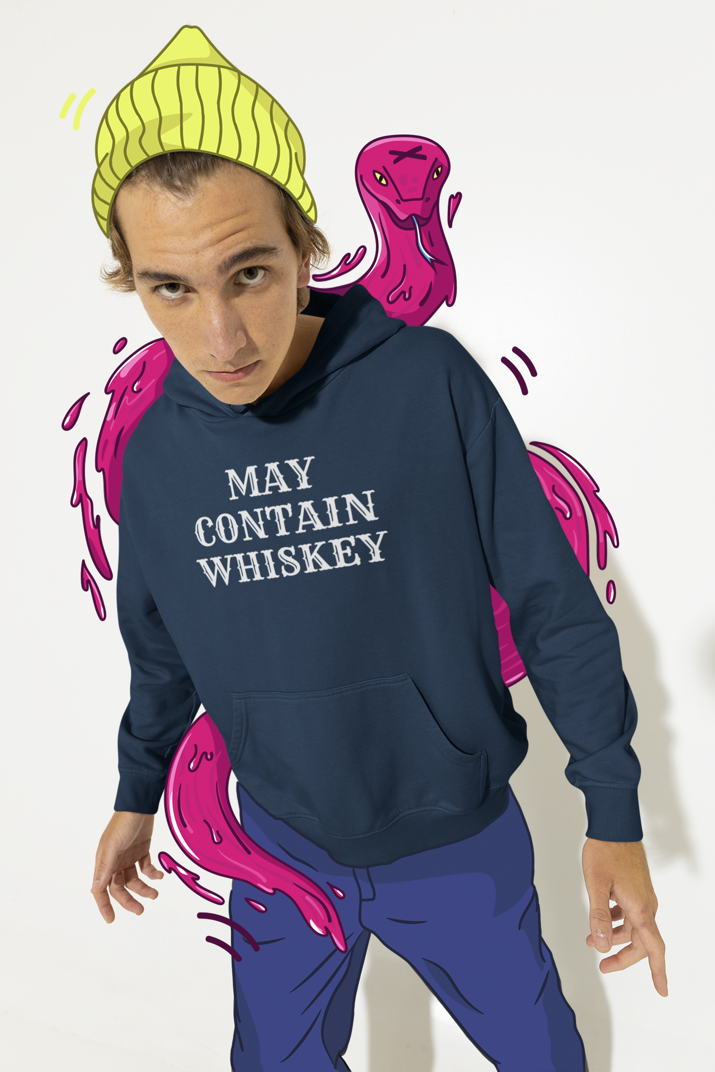 Men's May Contain Whiskey Blue Hoodie