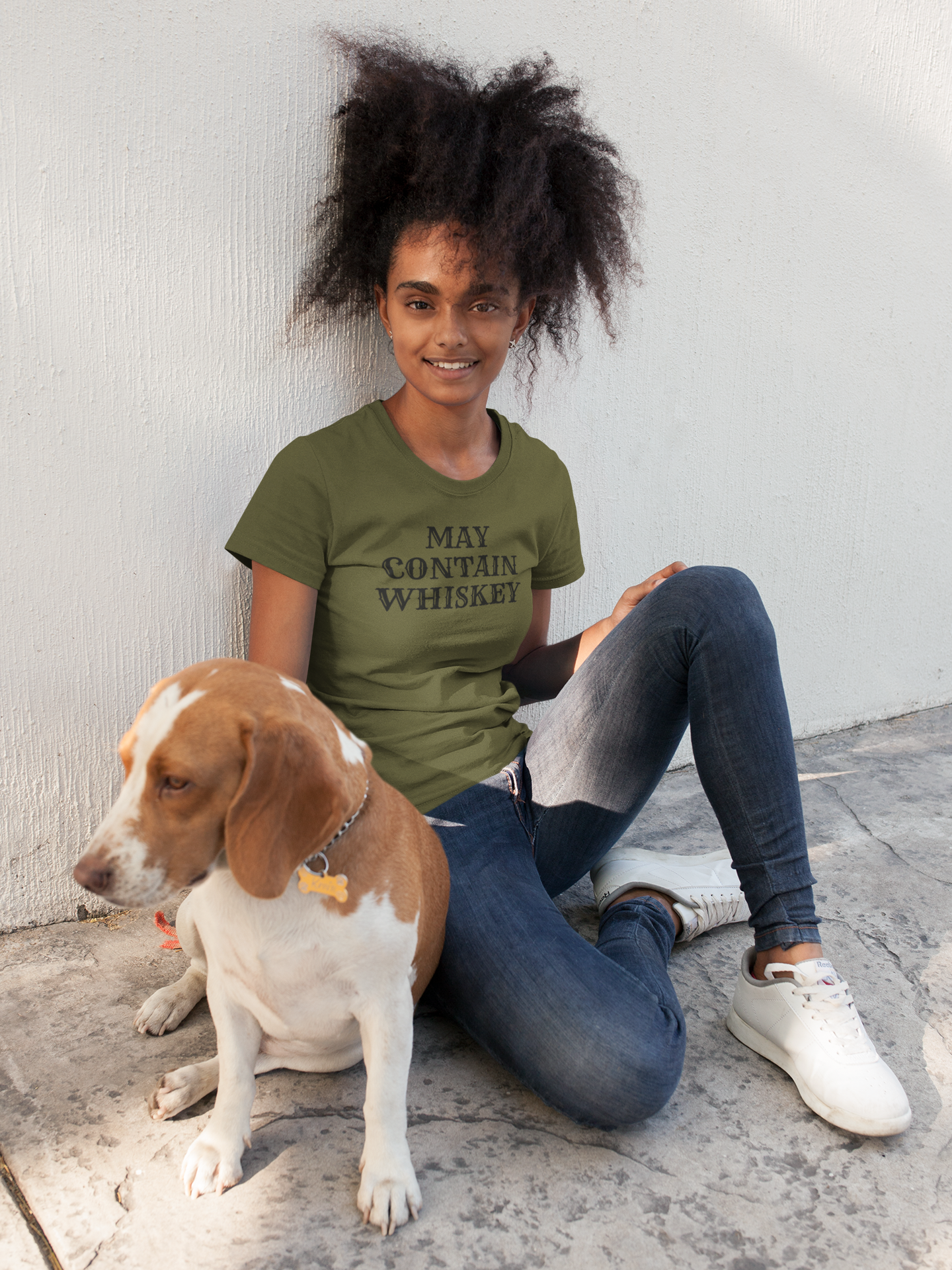 Women's May Contain Whiskey Green T-Shirt