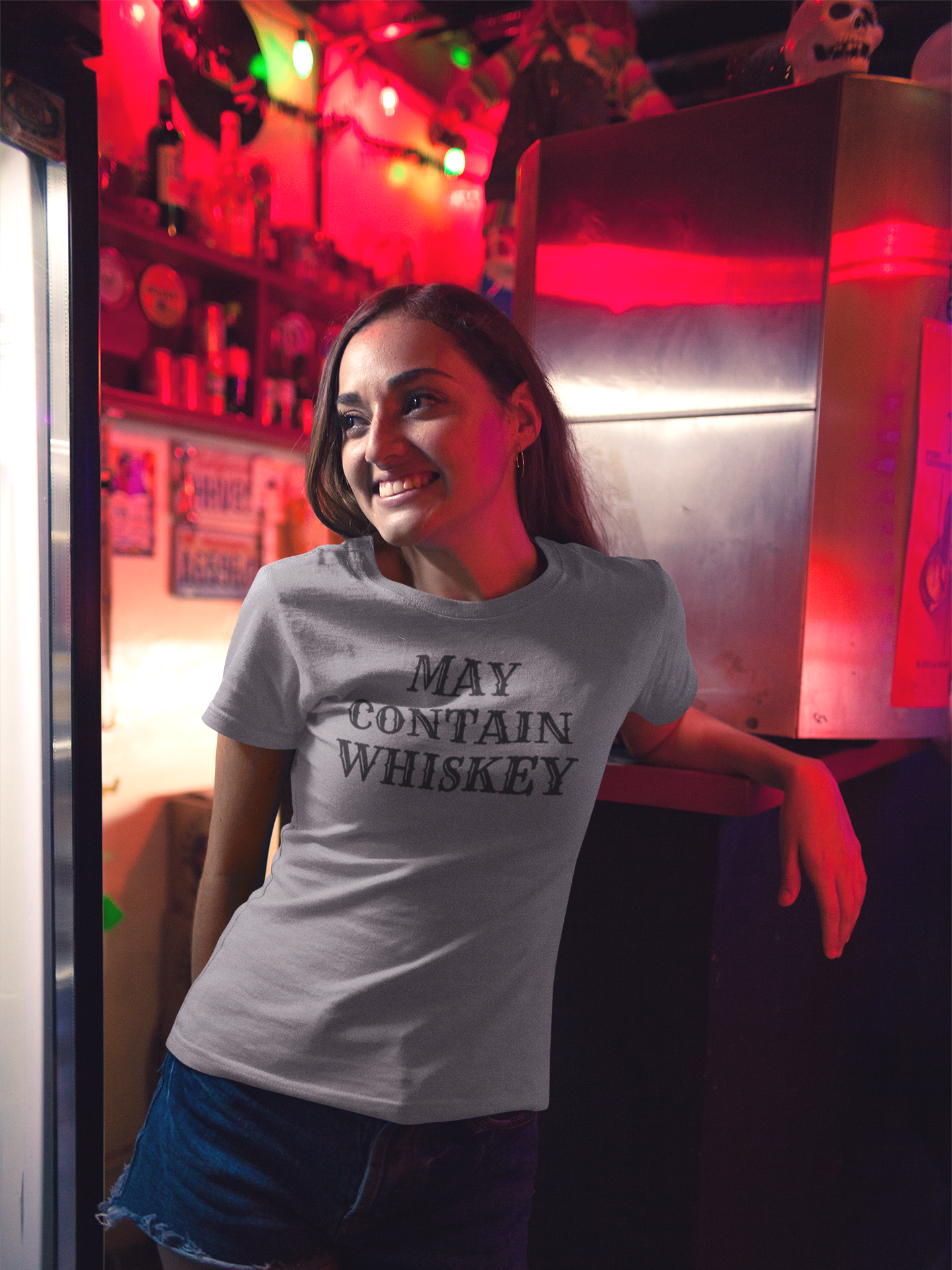 Women's May Contain Whiskey Grey T-Shirt