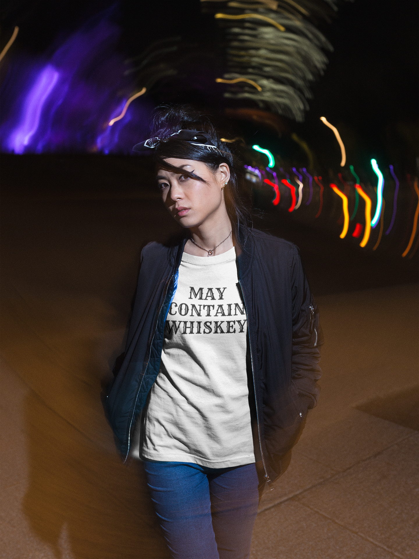 Women's May Contain Whiskey White T-Shirt