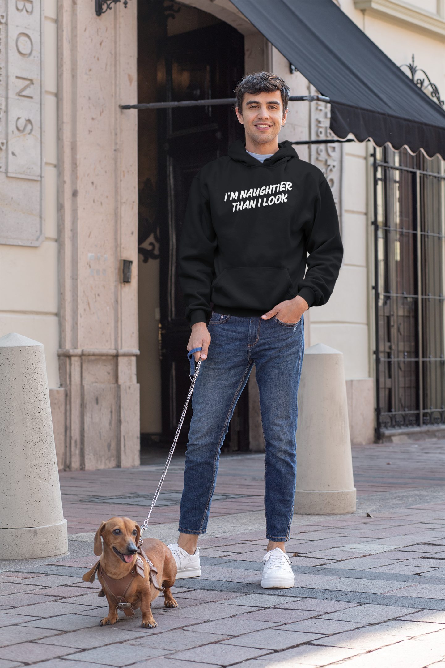 Men's I'm Naughtier Than I Look Black Hoodie