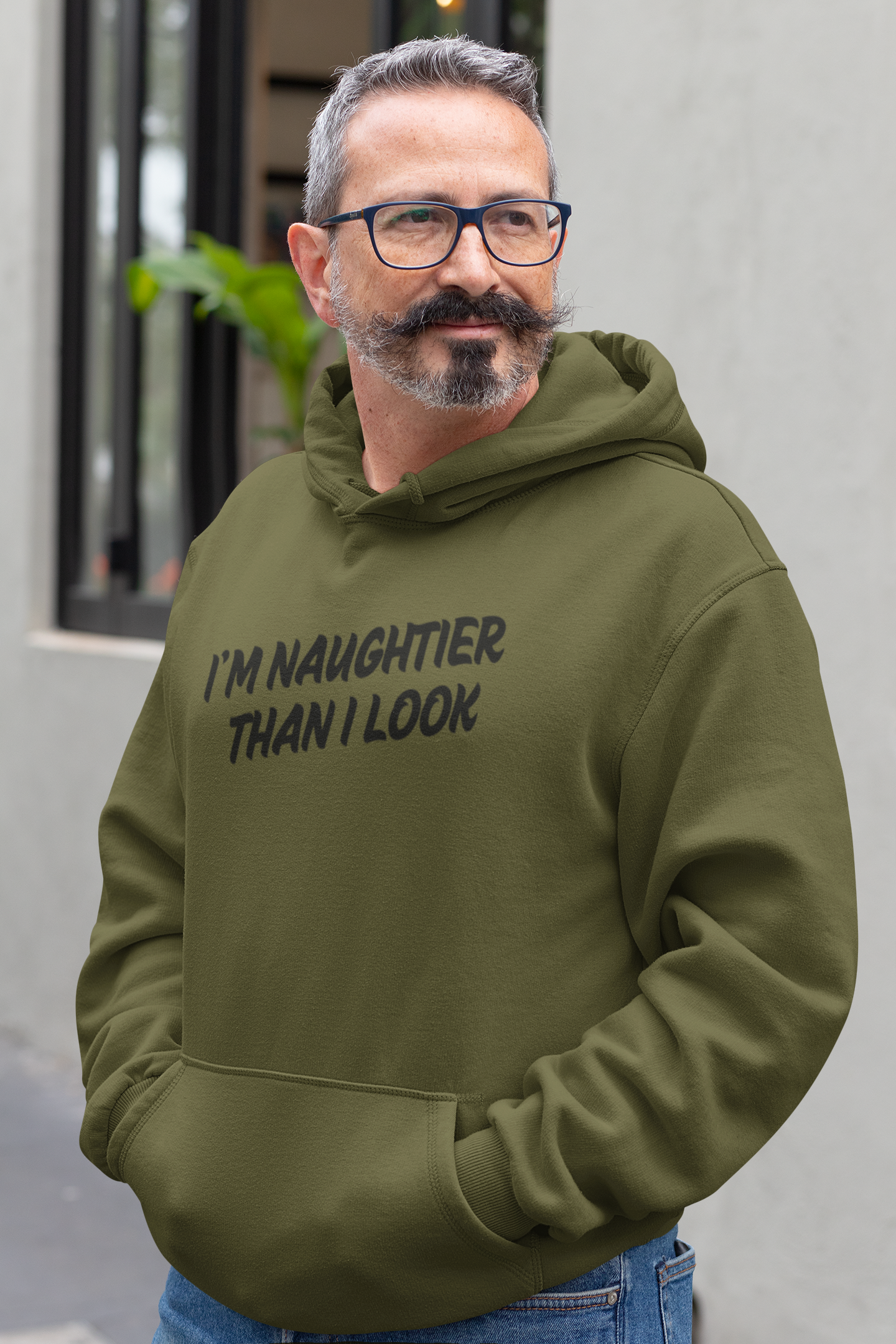 Men's I'm Naughtier Than I Look Green Hoodie