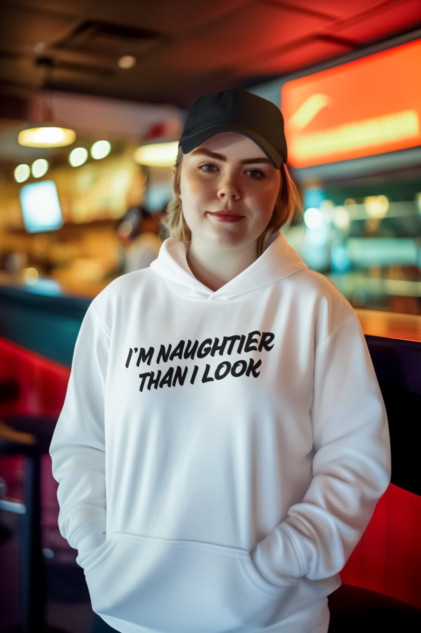 Women's I'm Naughtier Than I Look White Hoodie