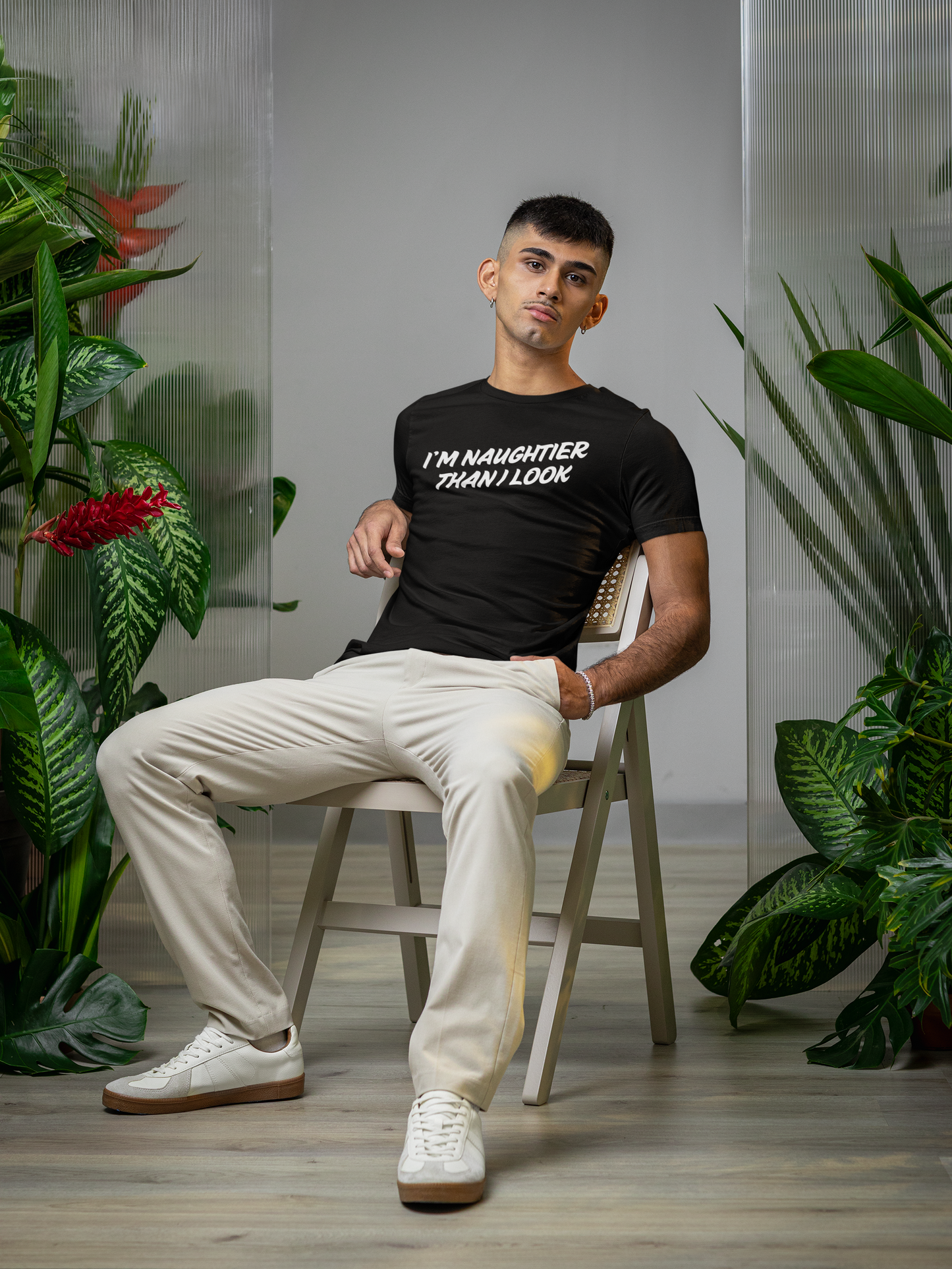 Men's I'm Naughtier Than I Look Black T-Shirt