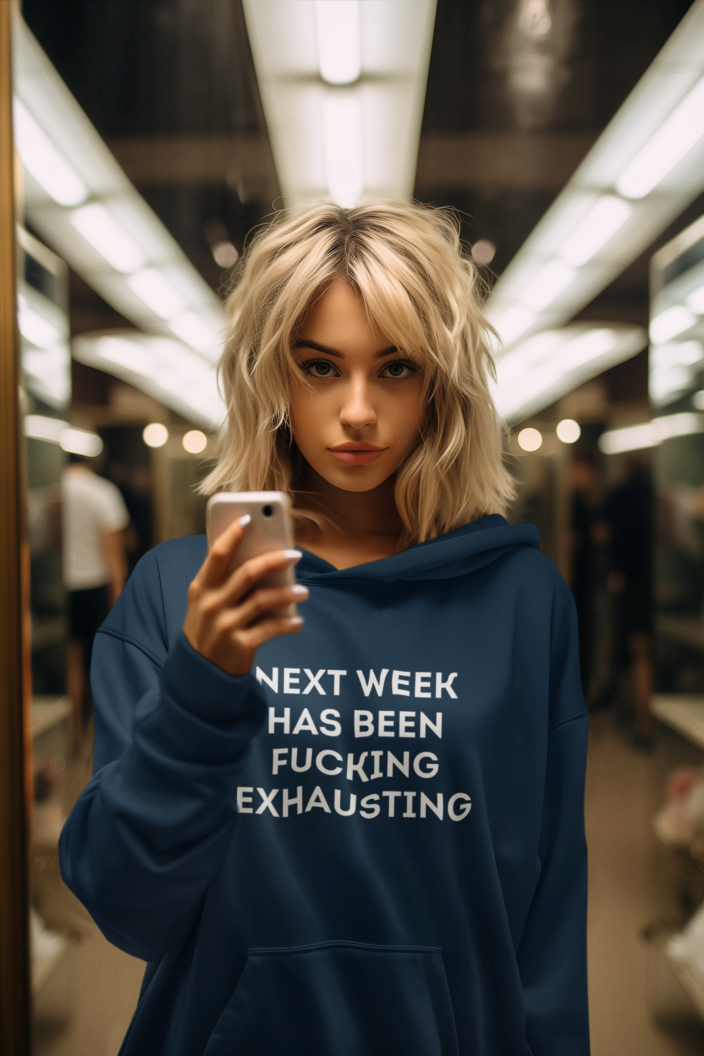 Women's Next Week Has Been Fucking Exhausting Blue Hoodie