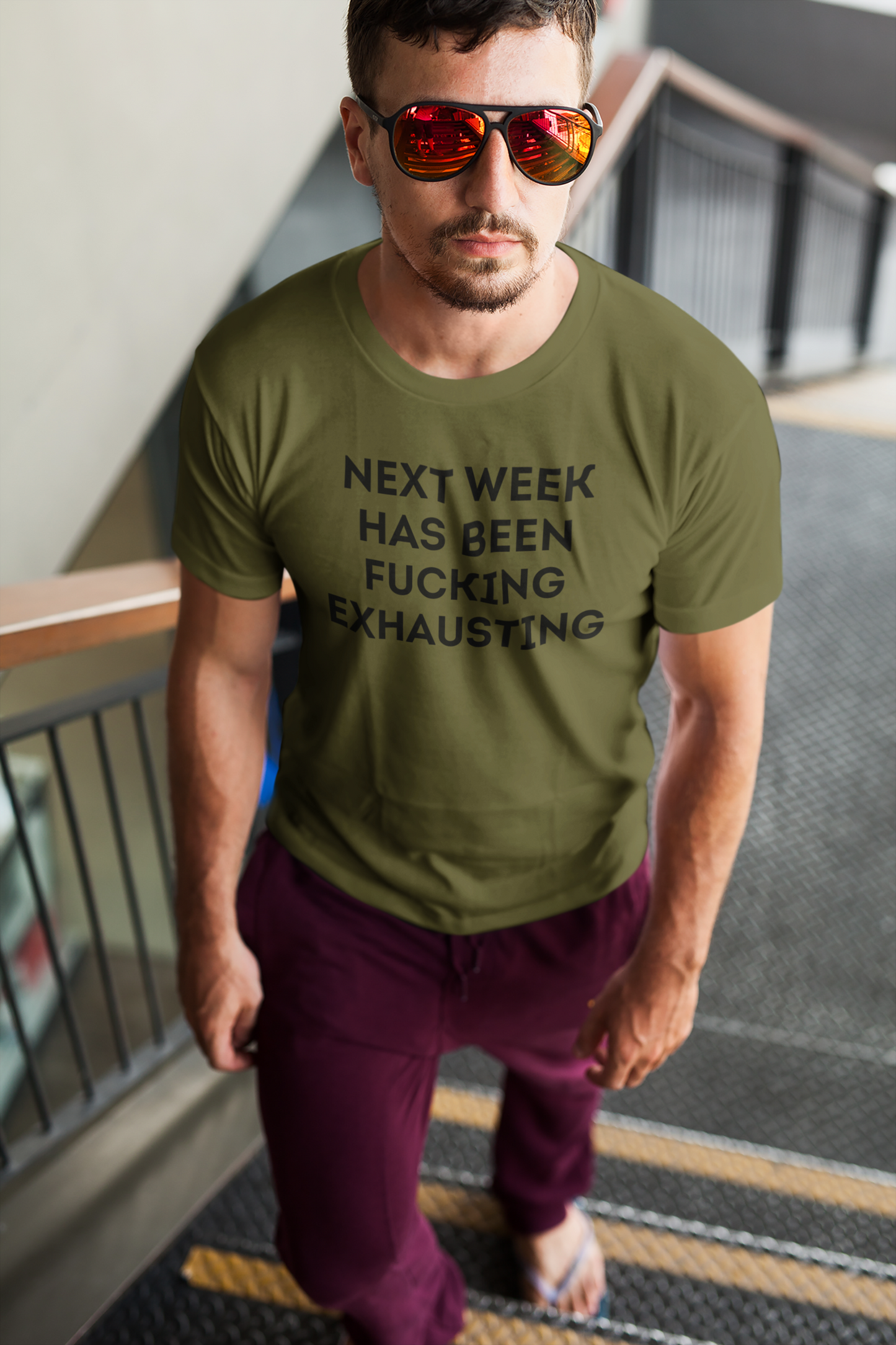 Men's Next Week Has Been Fucking Exhausting Green T-Shirt