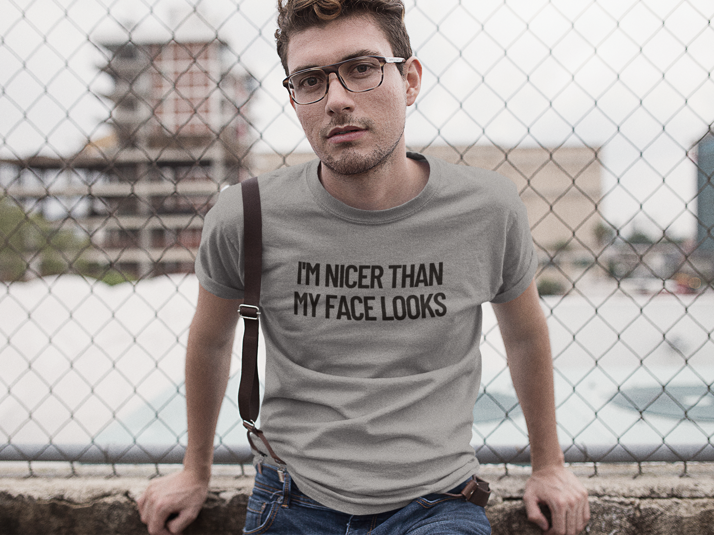 Men's I'm Nicer Than My Face Looks Grey T-Shirt