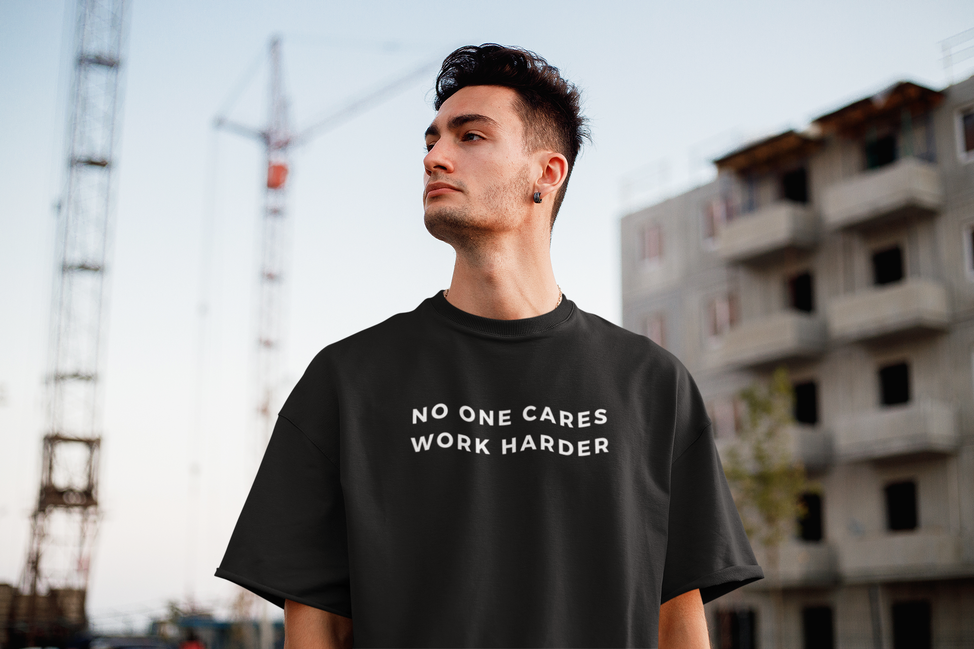 Men's No One Cares Work Harder Black T-Shirt