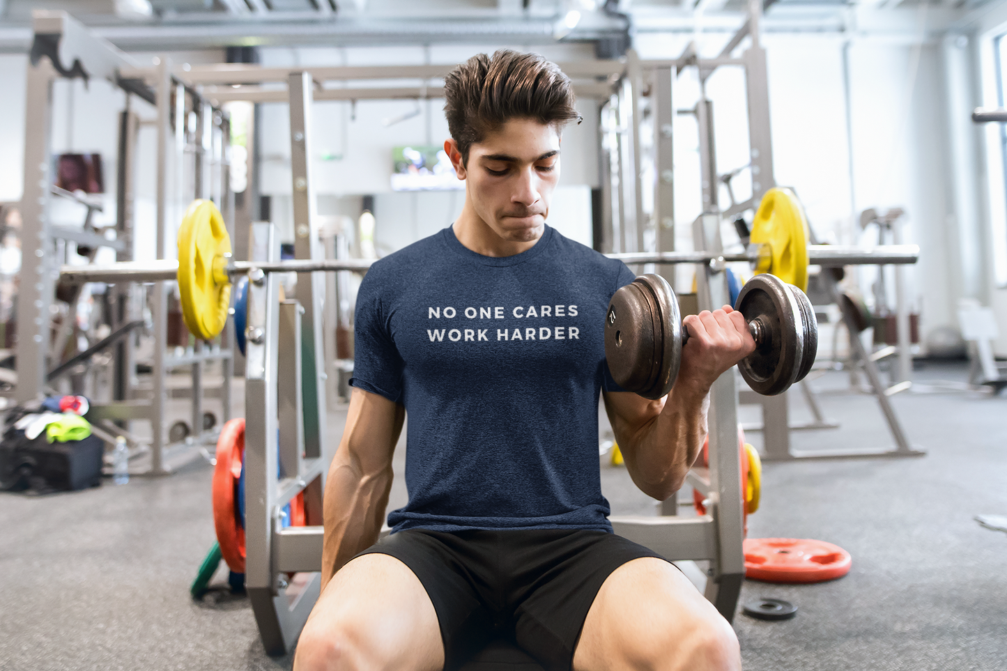 Men's No One Cares Work Harder Blue T-Shirt