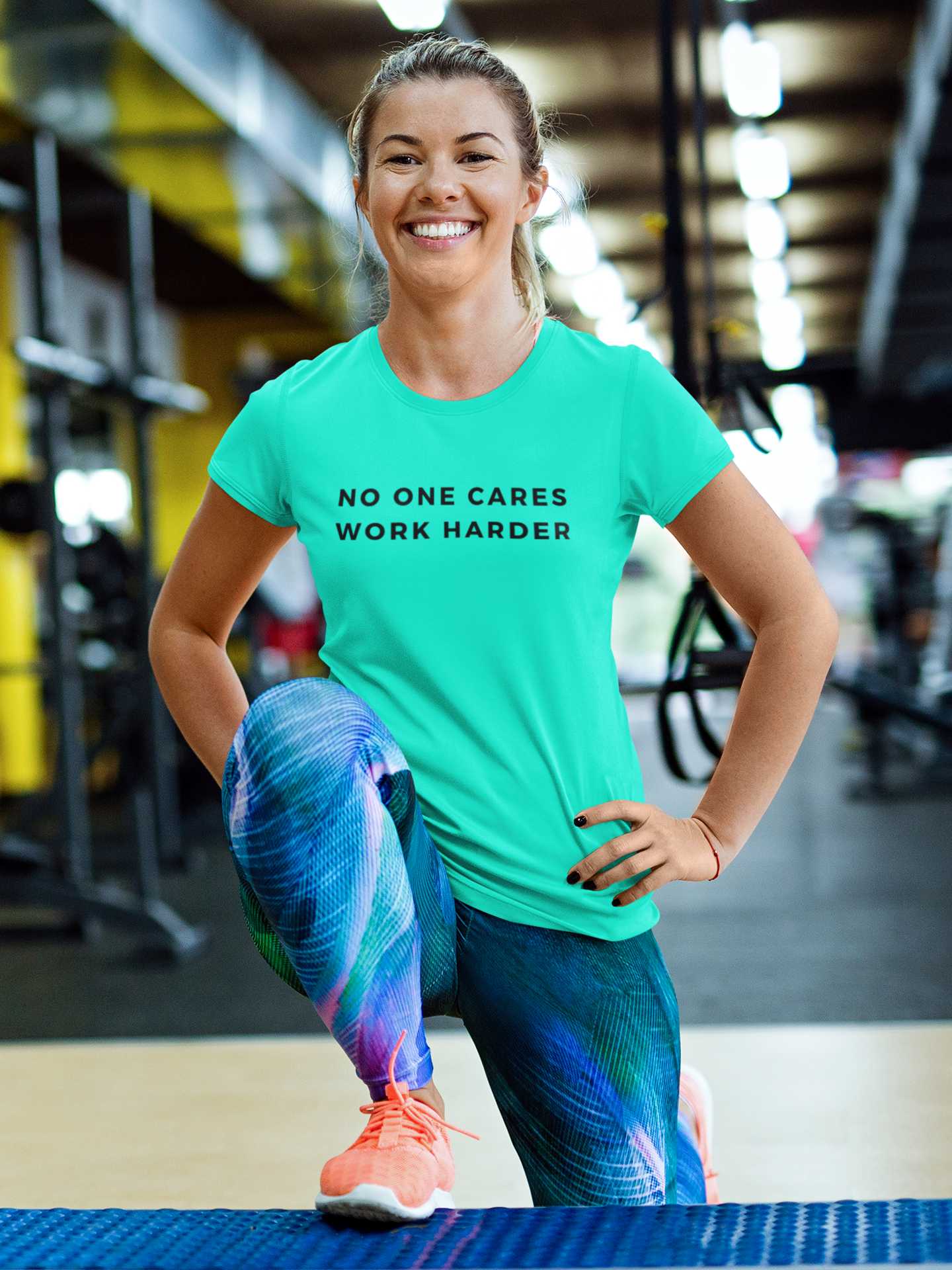 Women's No One Cares Work Harder Mint Green T-Shirt