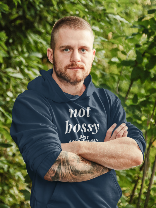 Men's Not Bossy Just Aggressively Helpful Blue Hoodie