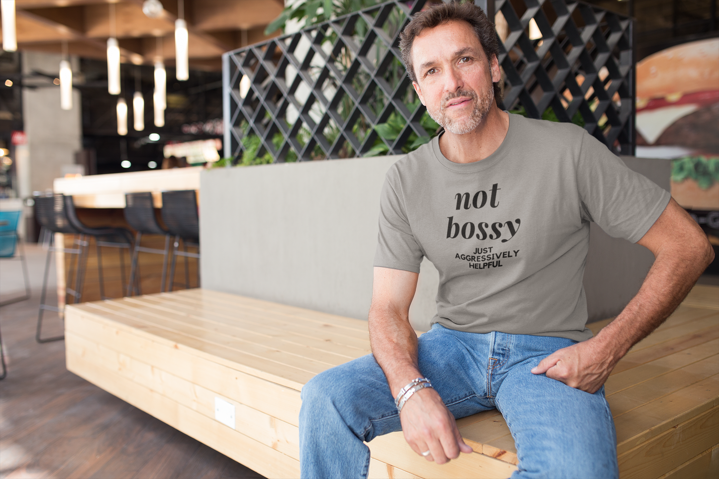 Not Bossy Just Aggressively Helpful Men's Grey T-Shirt