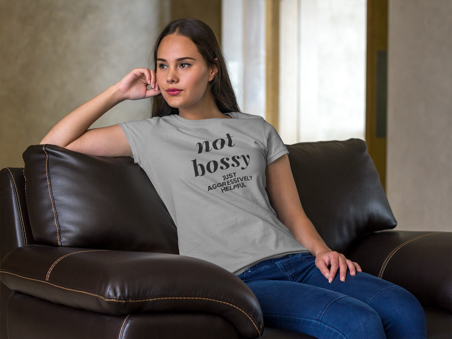 Not Bossy Just Aggressively Helpful Women's Grey T-Shirt