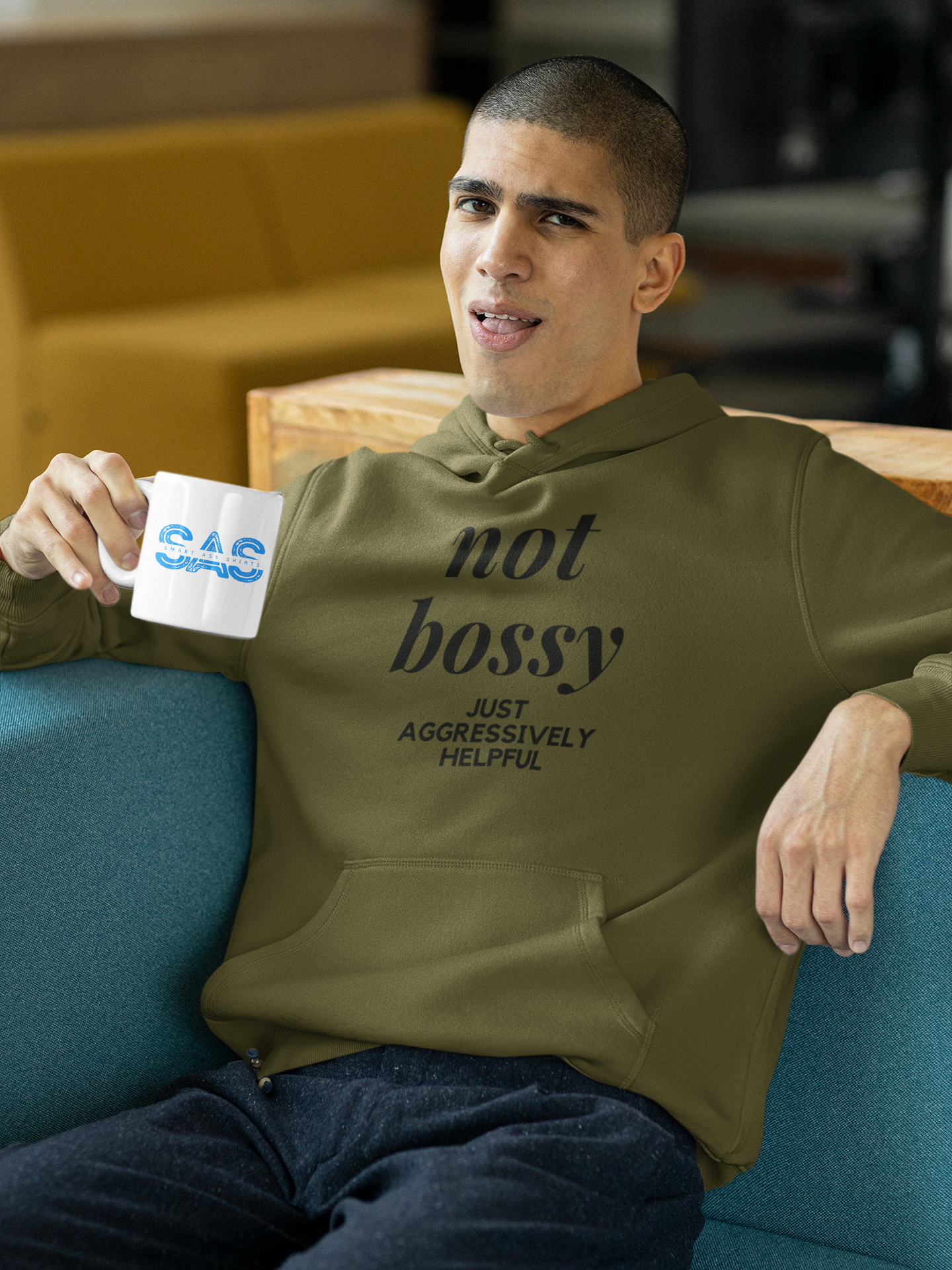 Men's Not Bossy Just Aggressively Helpful Green Hoodie