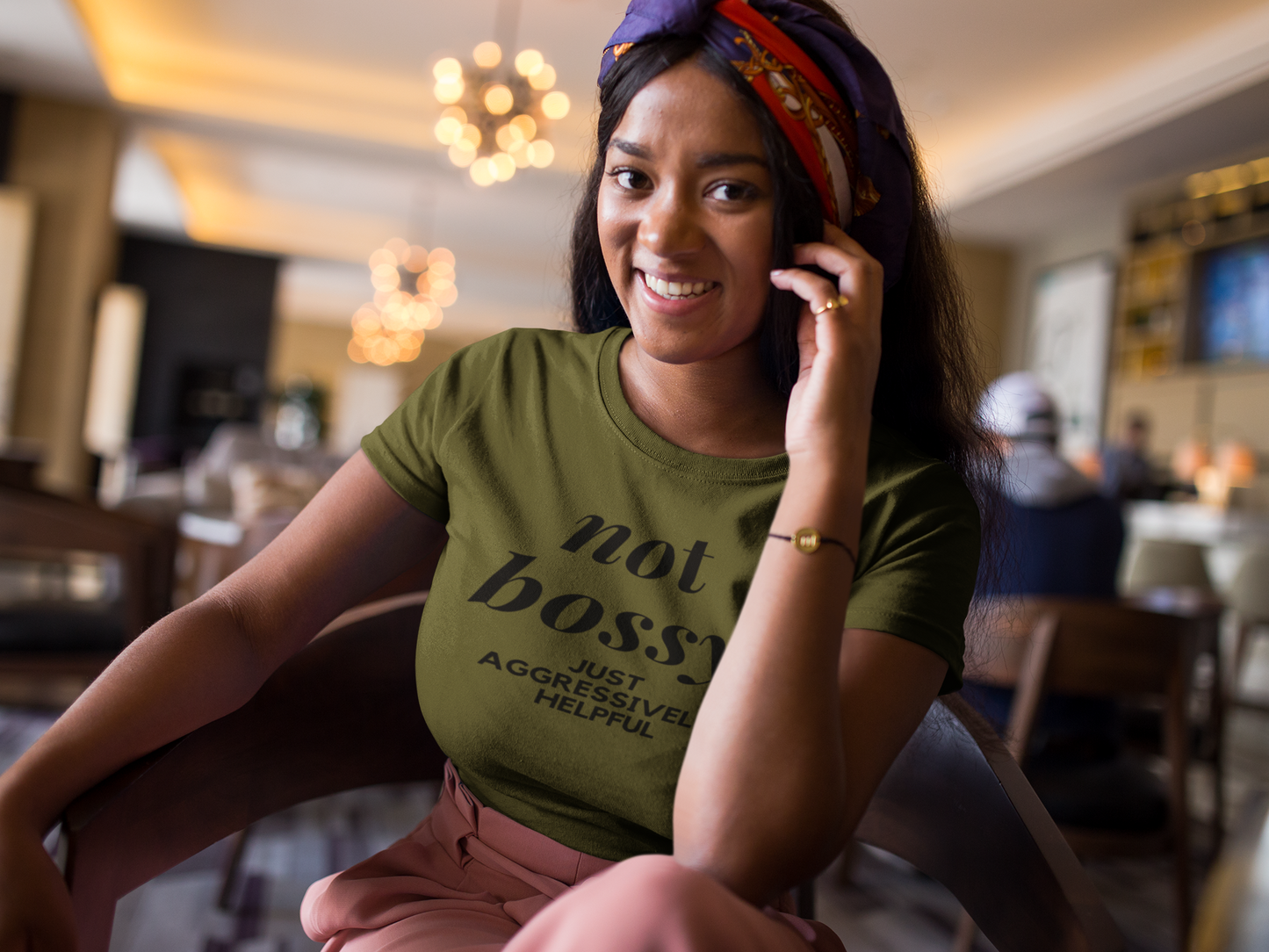 Not Bossy Just Aggressively Helpful Women's Green T-Shirt