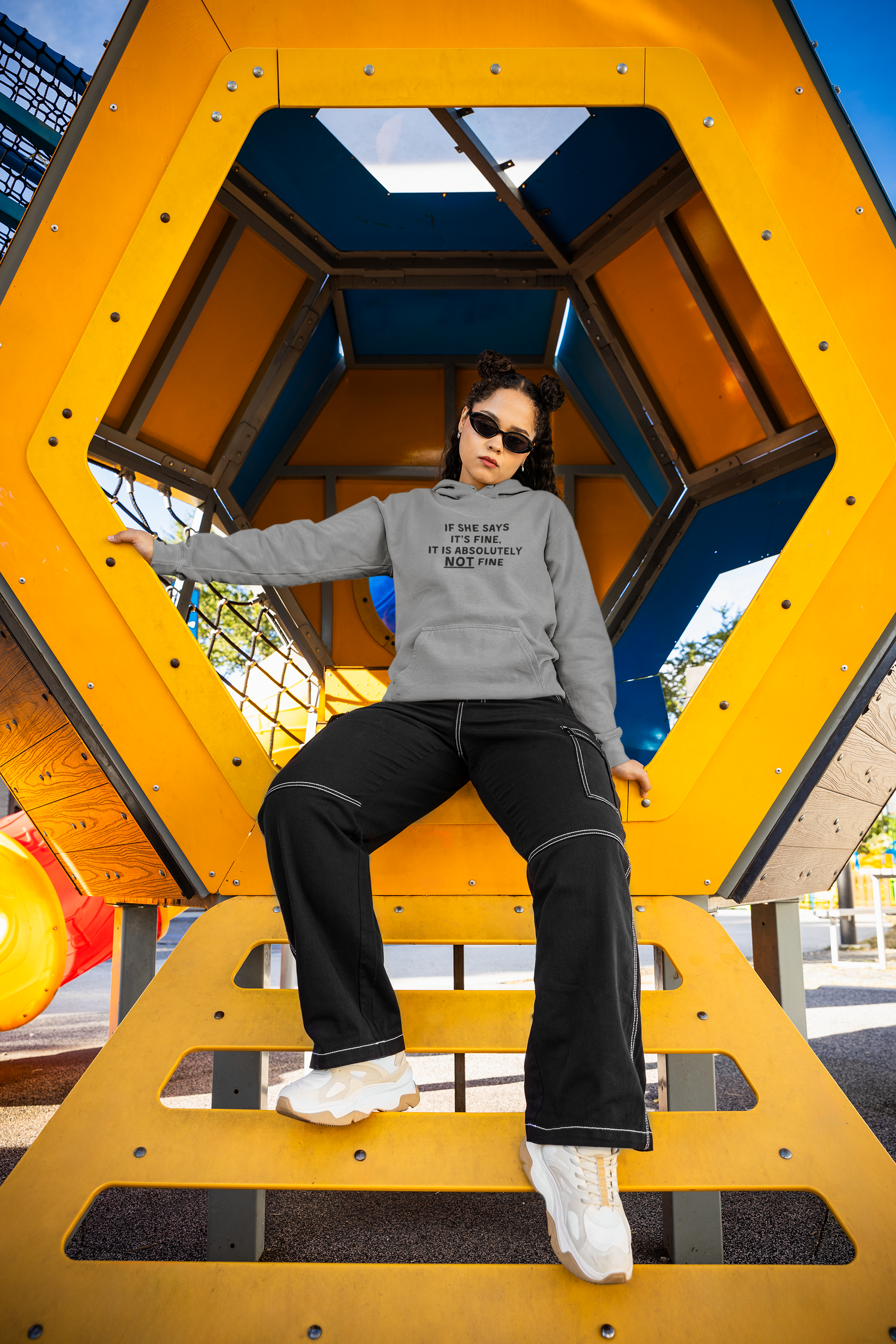 Women's If She Says It's Fine It Is Absolutely NOT Fine Grey Hoodie