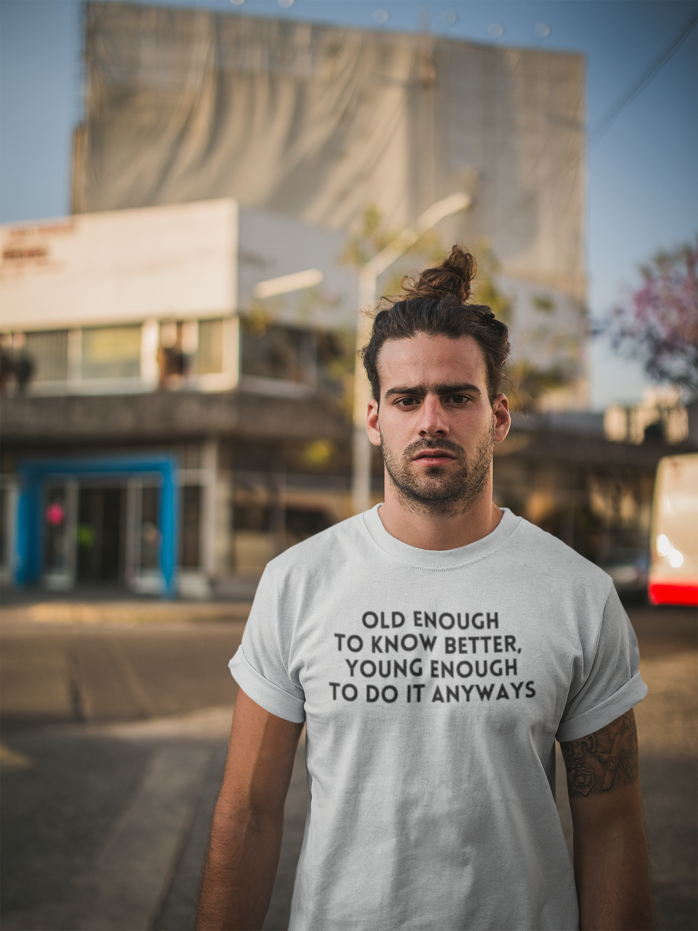 Men's Old Enough To Know Better, Young Enough To Do It Anyways White T-Shirt