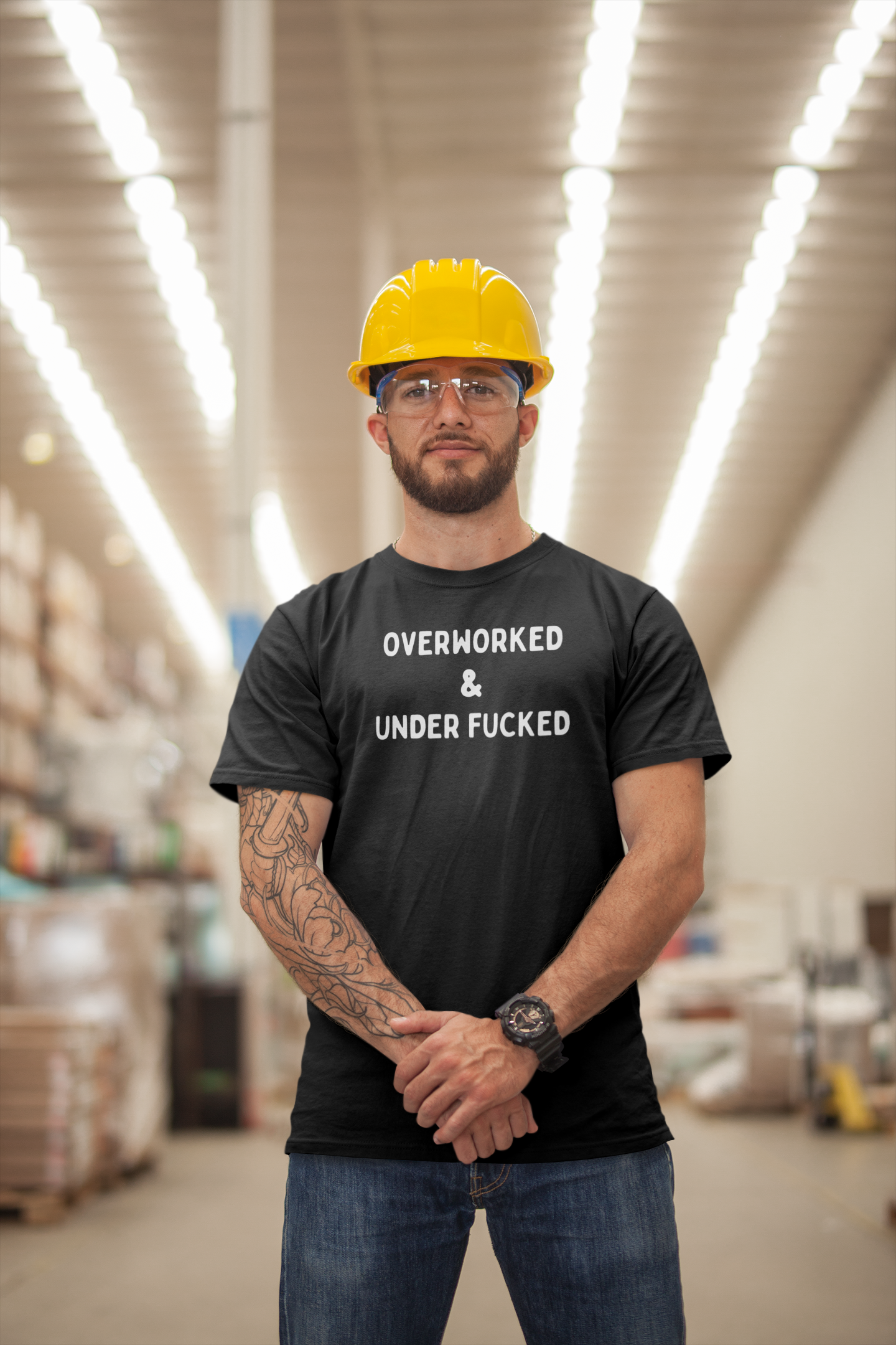 Men's Overworked and Underfucked Black T-Shirt