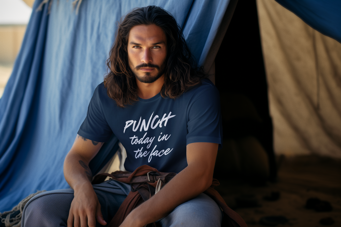 Men's Punch Today In The Face Blue T-Shirt