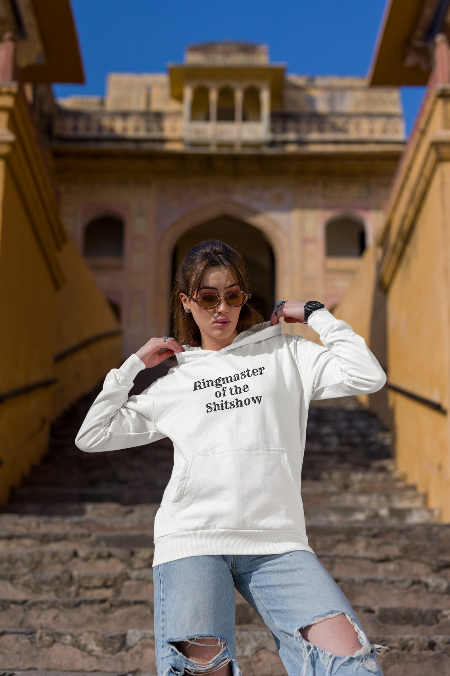 Women's Ringmaster Of The Shitshow White Hoodie