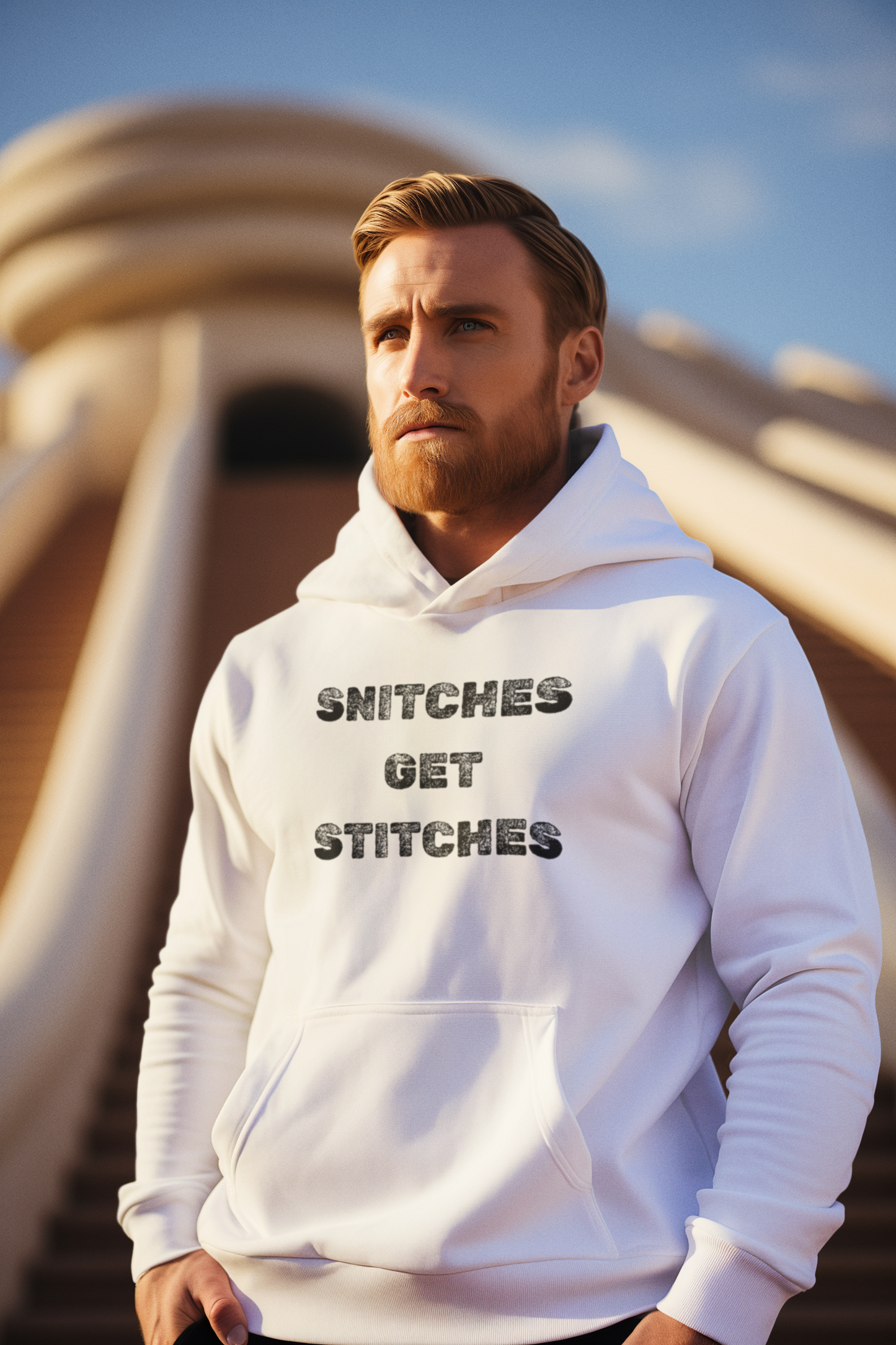 Men's Snitches Get Stitches White Hoodie