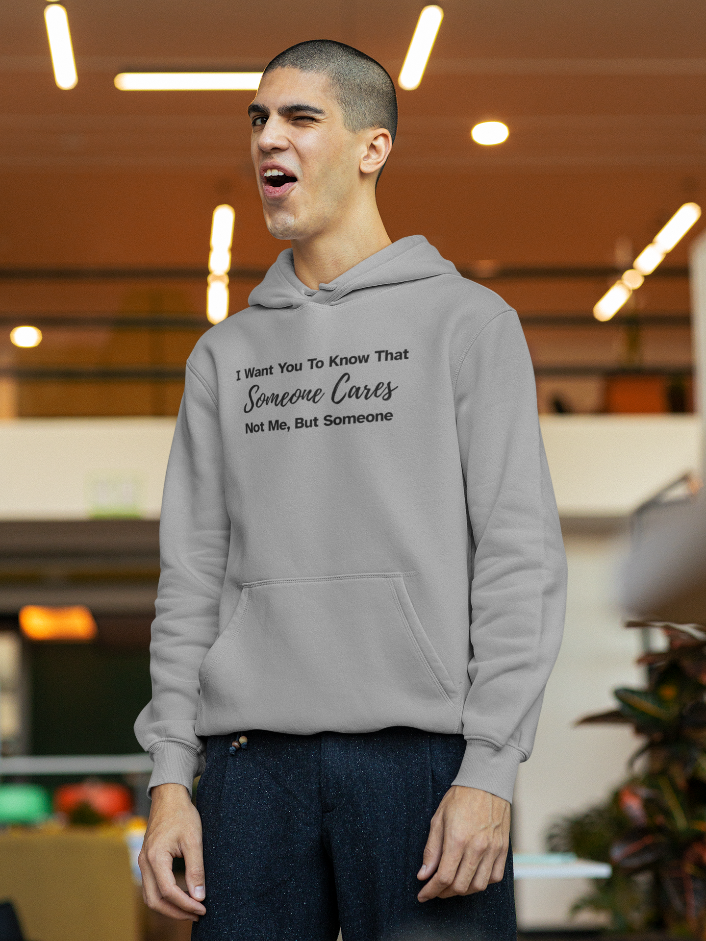 Men's I Want You To Know That Someone Cares. Not Me, But Someone Grey Hoodie