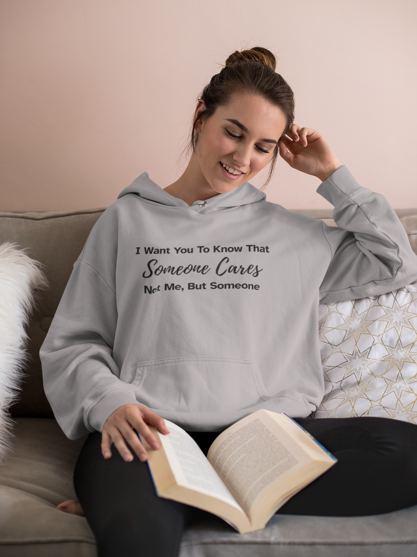 Women's I Want You To Know That Someone Cares. Not Me, But Someone Grey Hoodie