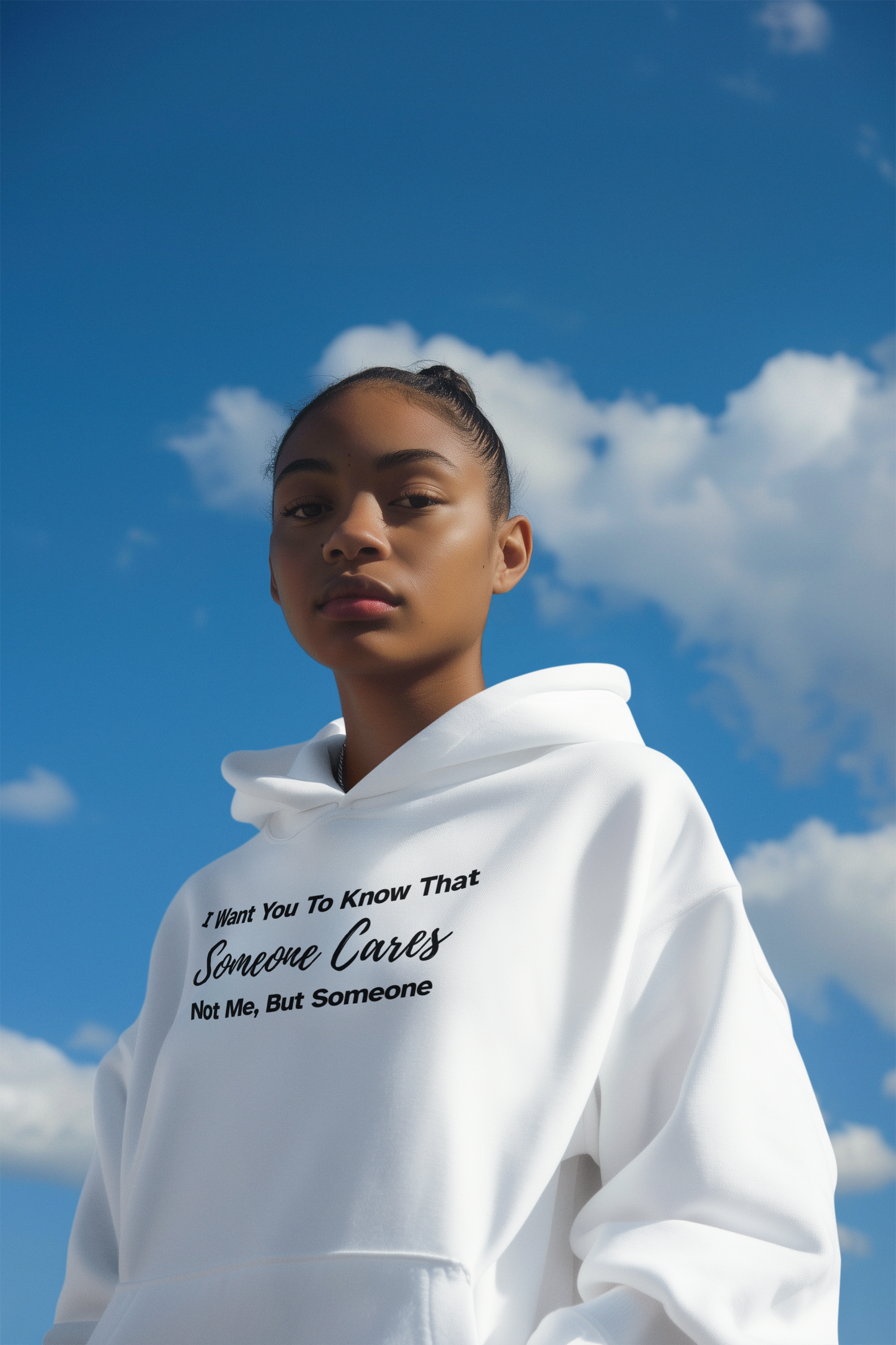 Women's I Want You To Know That Someone Cares. Not Me, But Someone White Hoodie