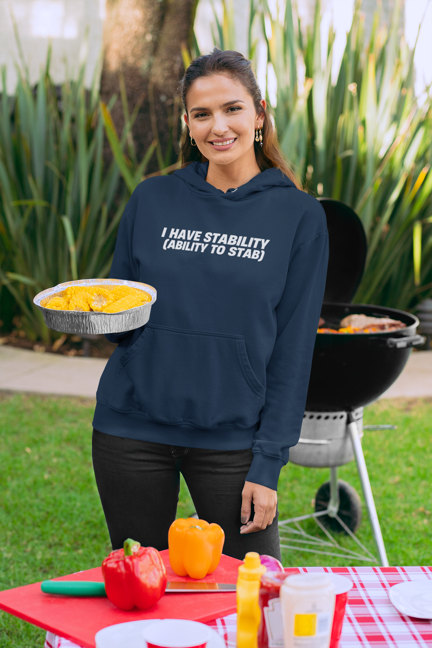 Women's I Have Stability (Ability To Stab) Blue Hoodie