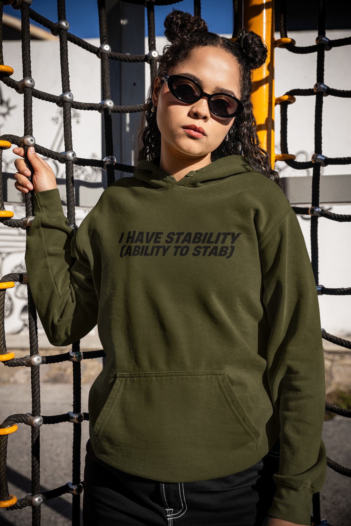 Women's I Have Stability (Ability To Stab) Green Hoodie