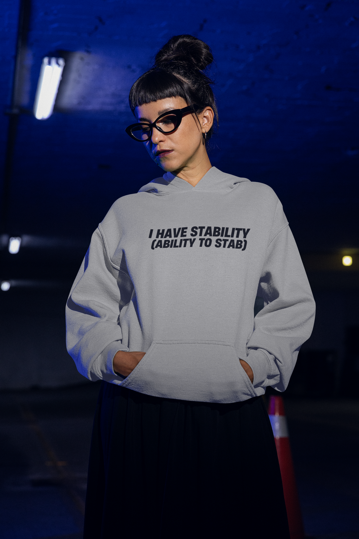 Women's I Have Stability (Ability To Stab) Grey Hoodie