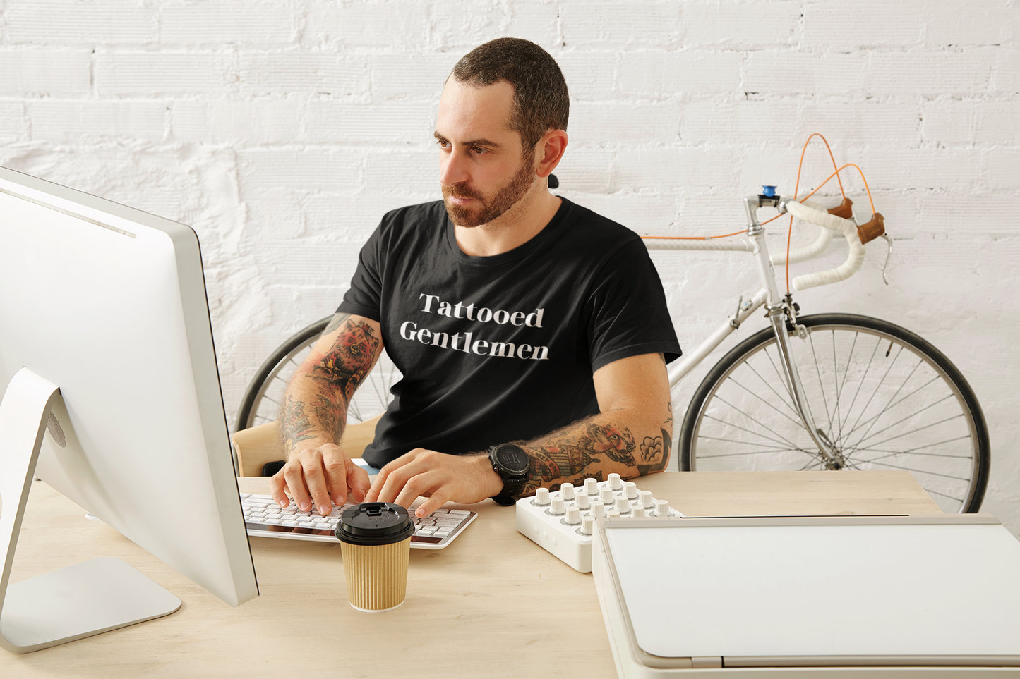 Men's Tattooed Gentlemen Black T-Shirt