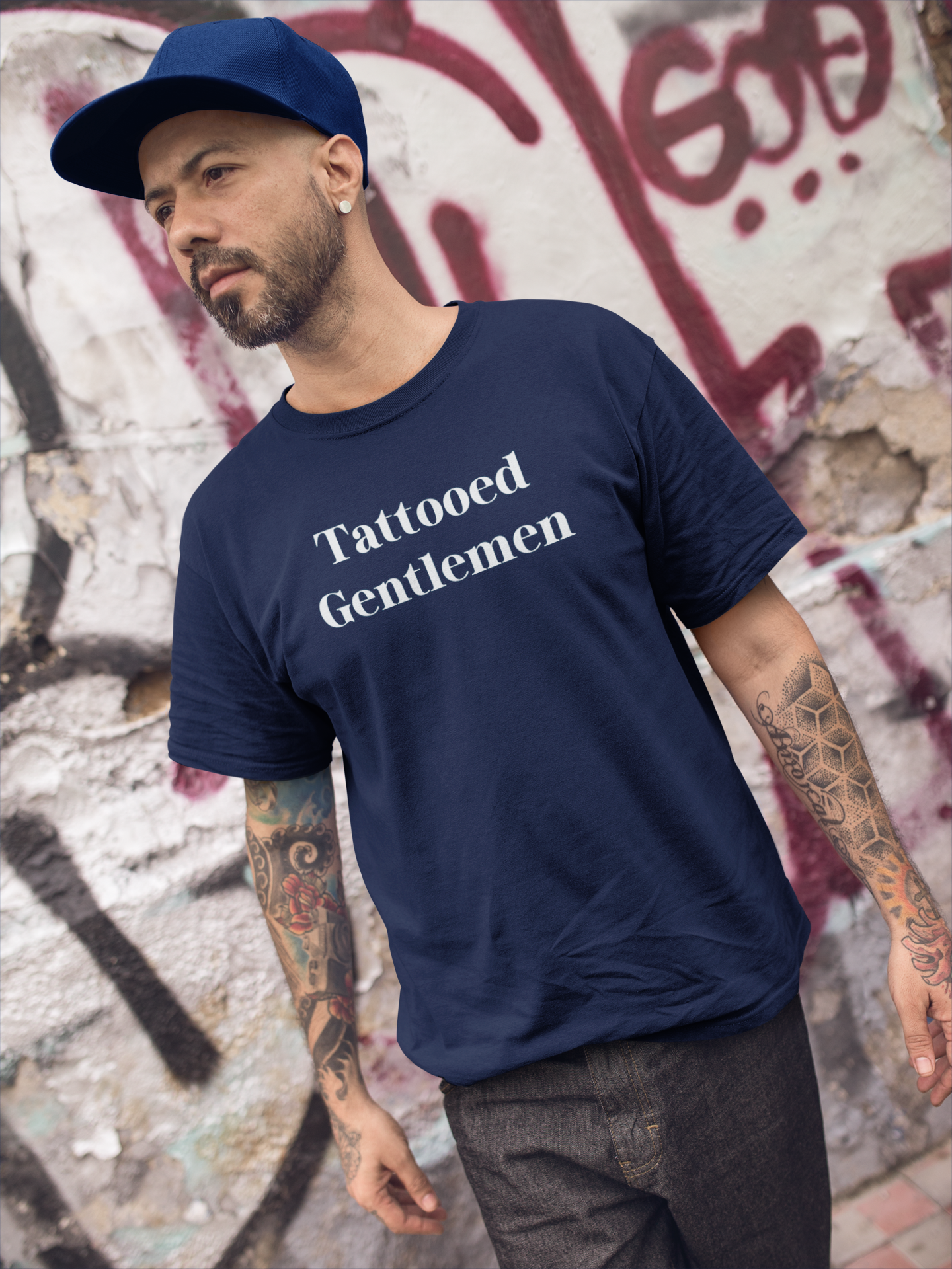 Men's Tattooed Gentlemen Blue T-Shirt