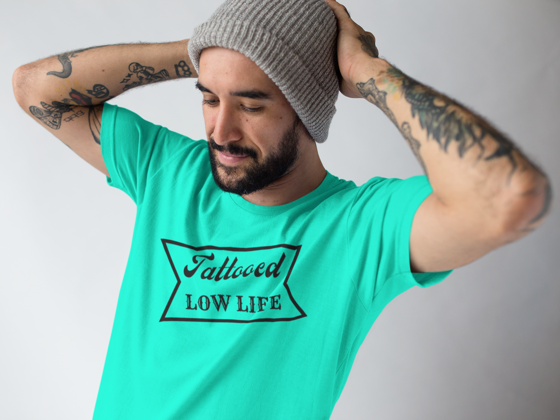 Men's Tattooed Low Life Mint Green T-Shirt