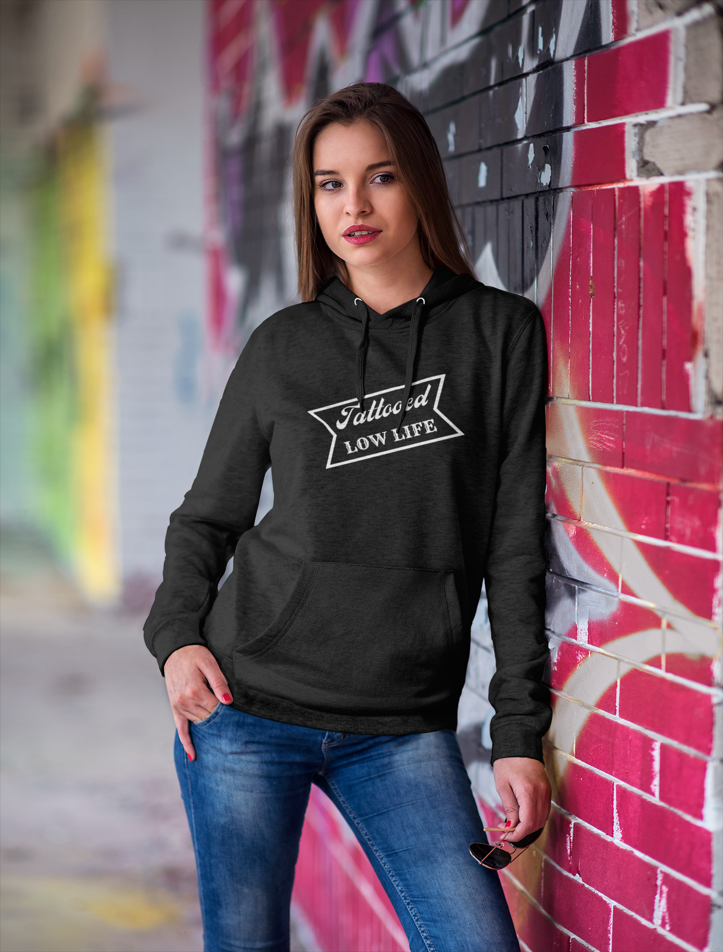 Women's Tattooed Low Life Black Hoodie
